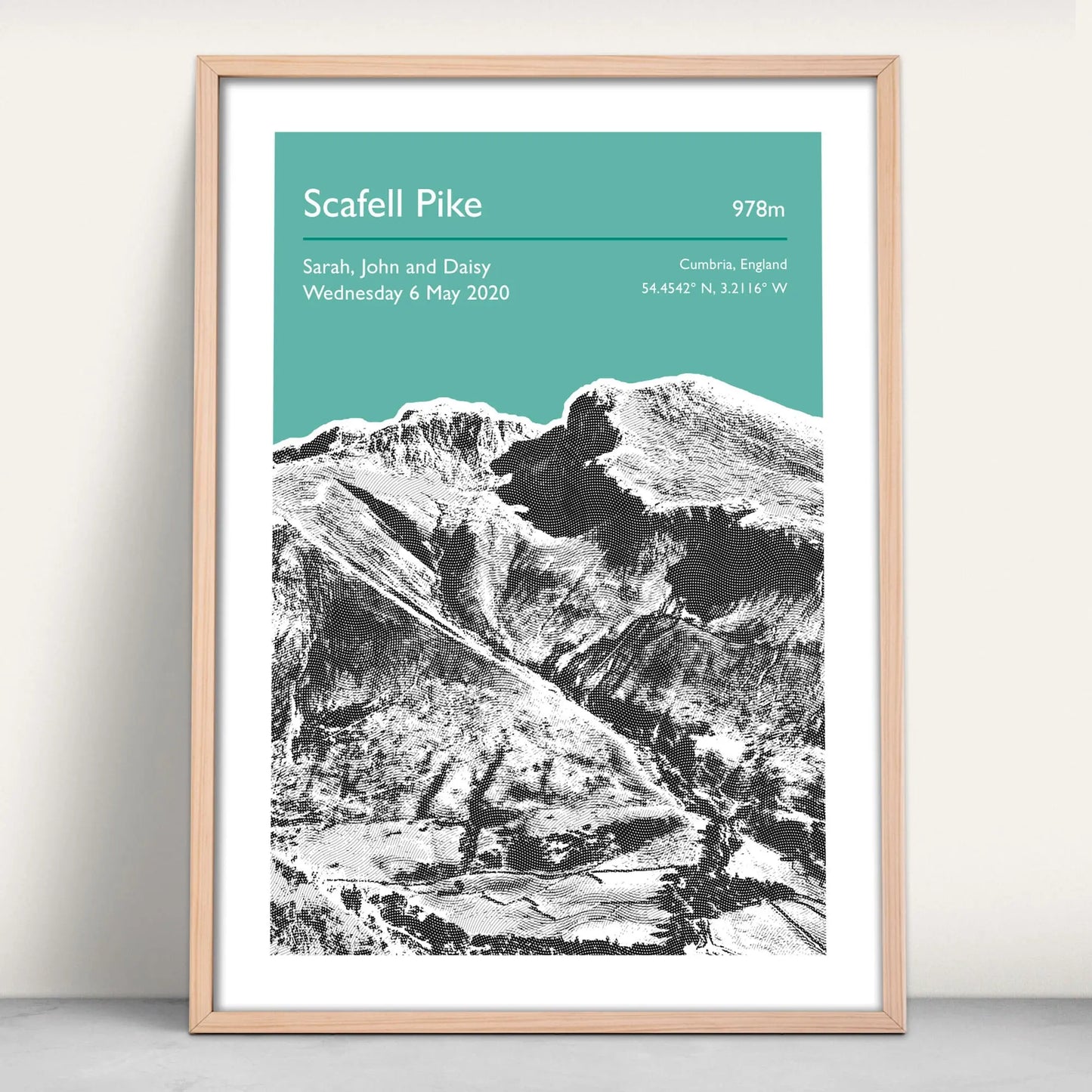 Scafel Pike, Lake District Personalised Art Print in green from Purest Green Prints