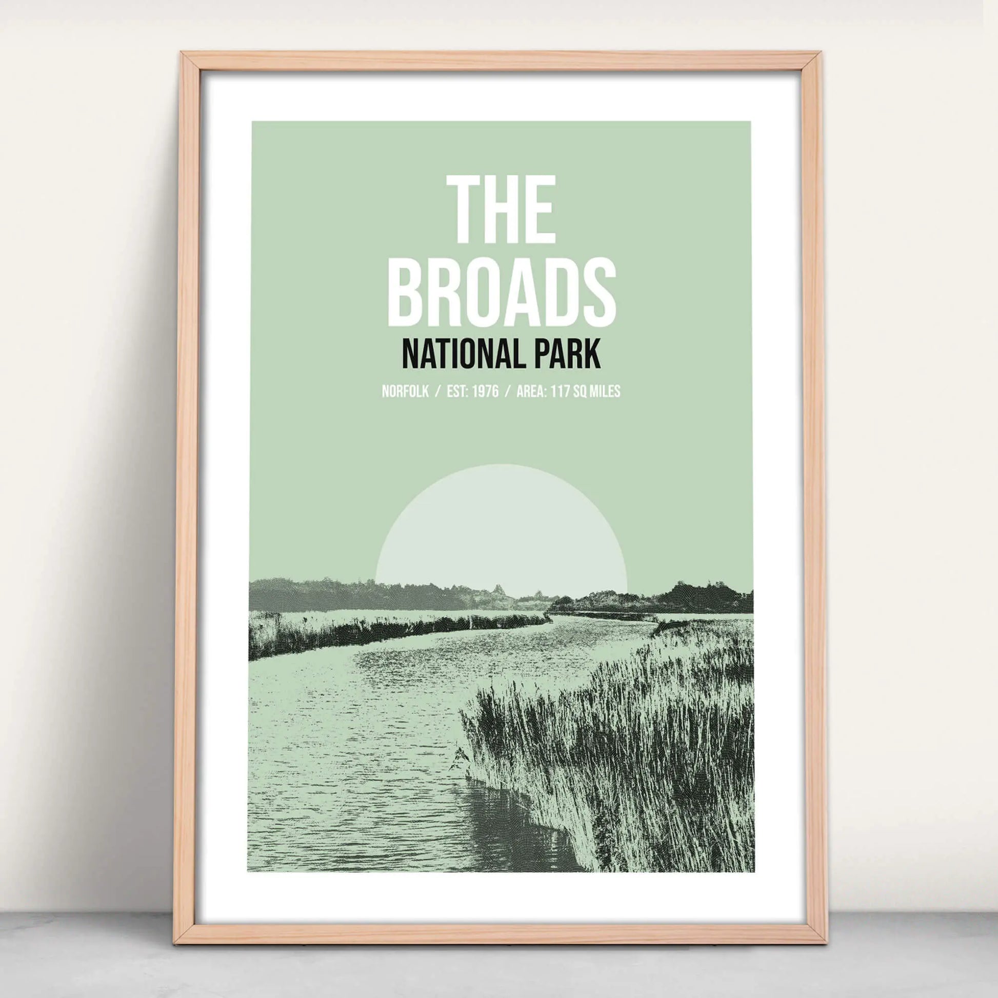 The Broads National Park art print in green from Purest Green Prints