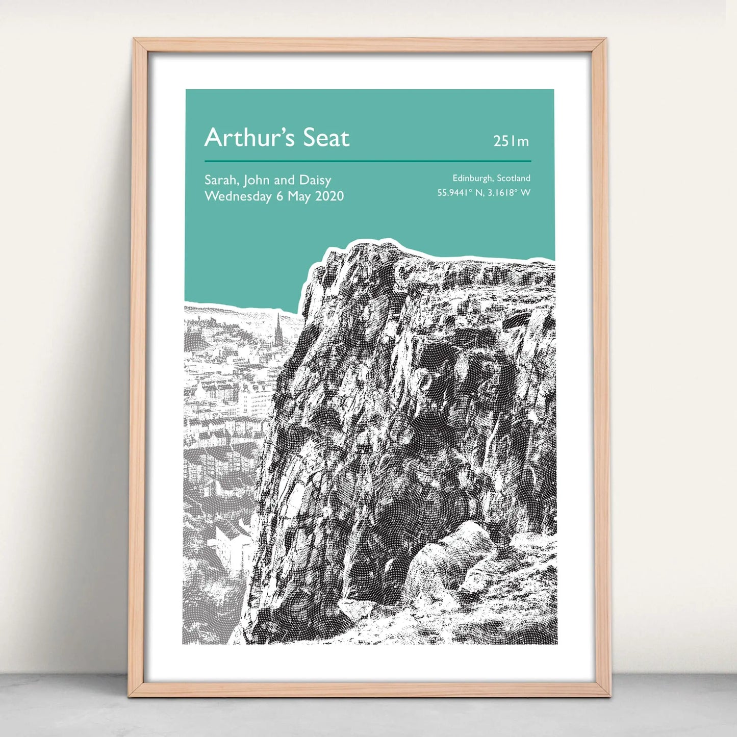 Arthurs Seat Scotland Personalised Art Print in green from Purest Green Prints