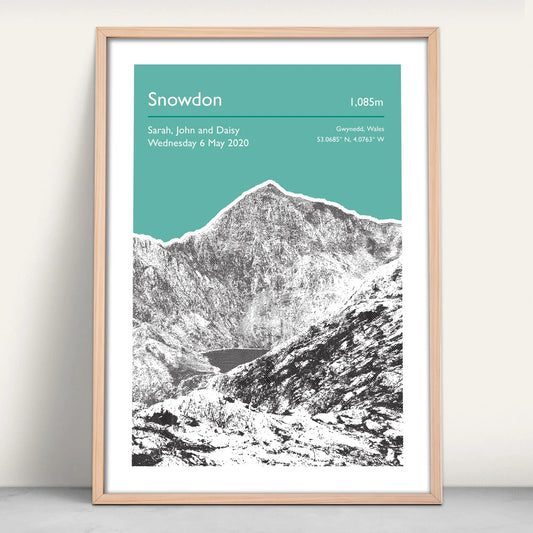 Snowdon / Yr Wyddfa, Wales Personalised Art Print in green from Purest Green Prints