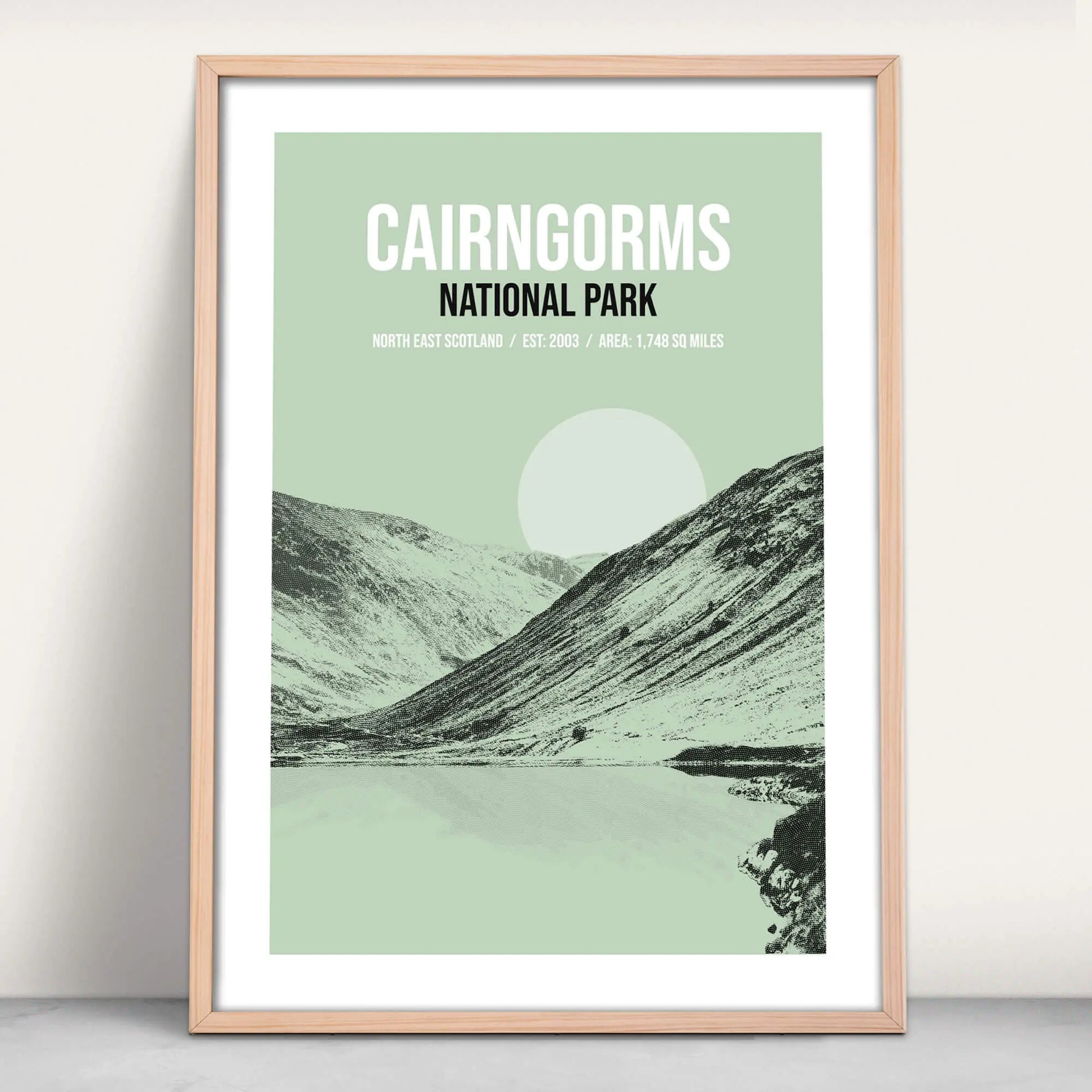 Cairngorms National Park art print in green from Purest Green Prints