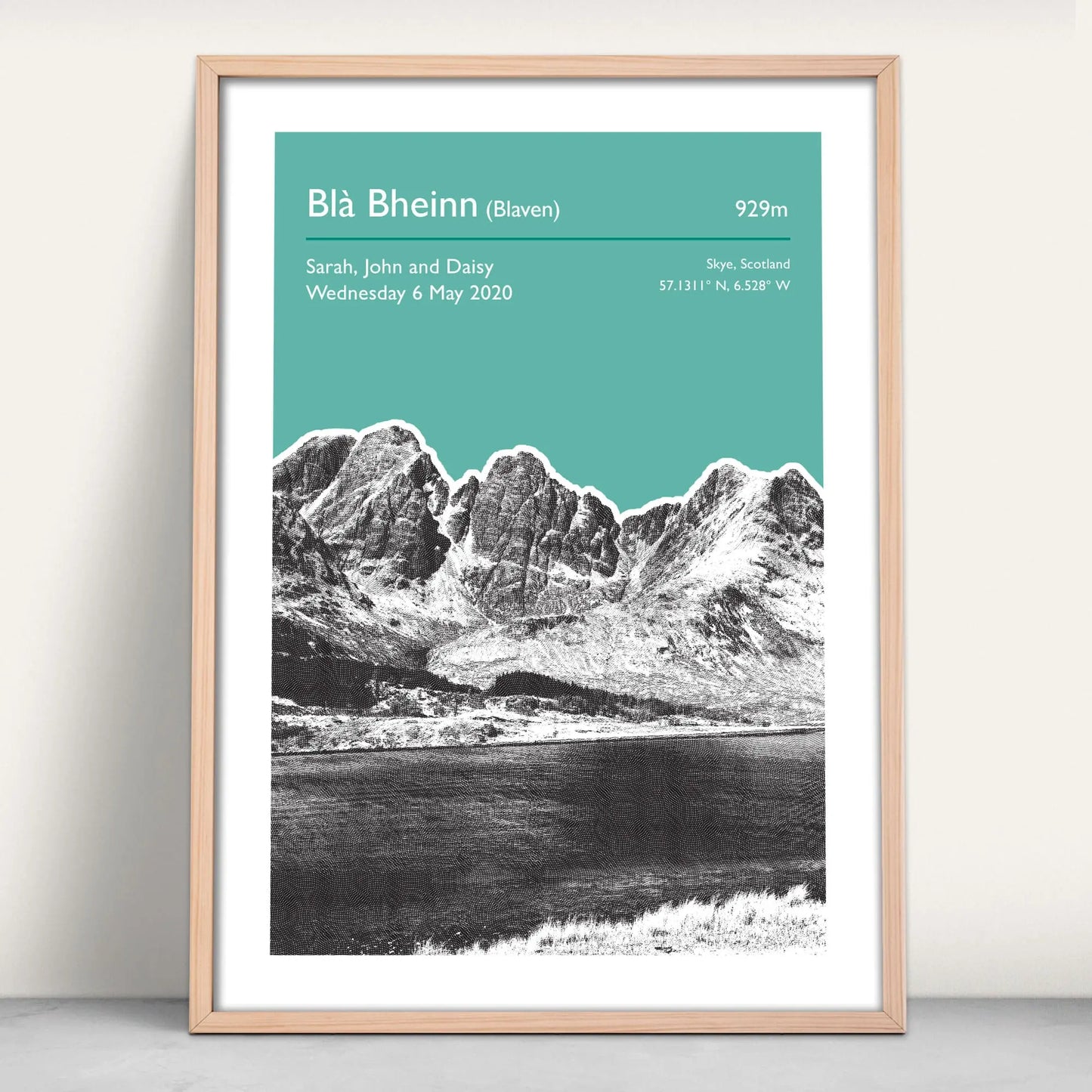 Bla Bheinn (Blaven), Skye, Scotland personalised Art Print in green from Purest Green Prints