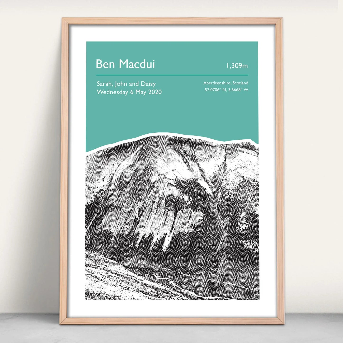 Ben Macdui, Scotland Personalised Art Print in green from Purest Green Prints