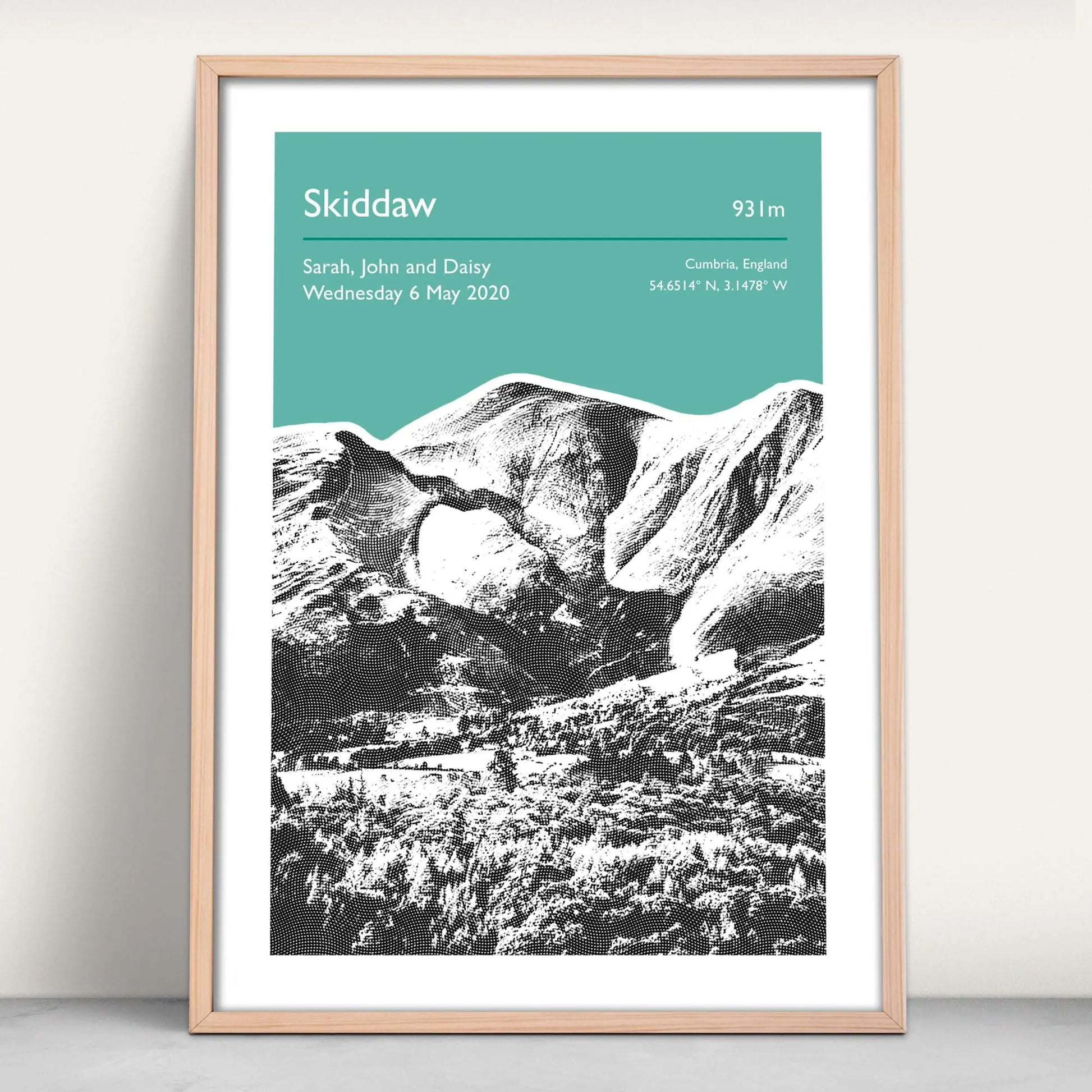 Skiddaw, Lake District Personalised Art Print in green from Purest Green Prints