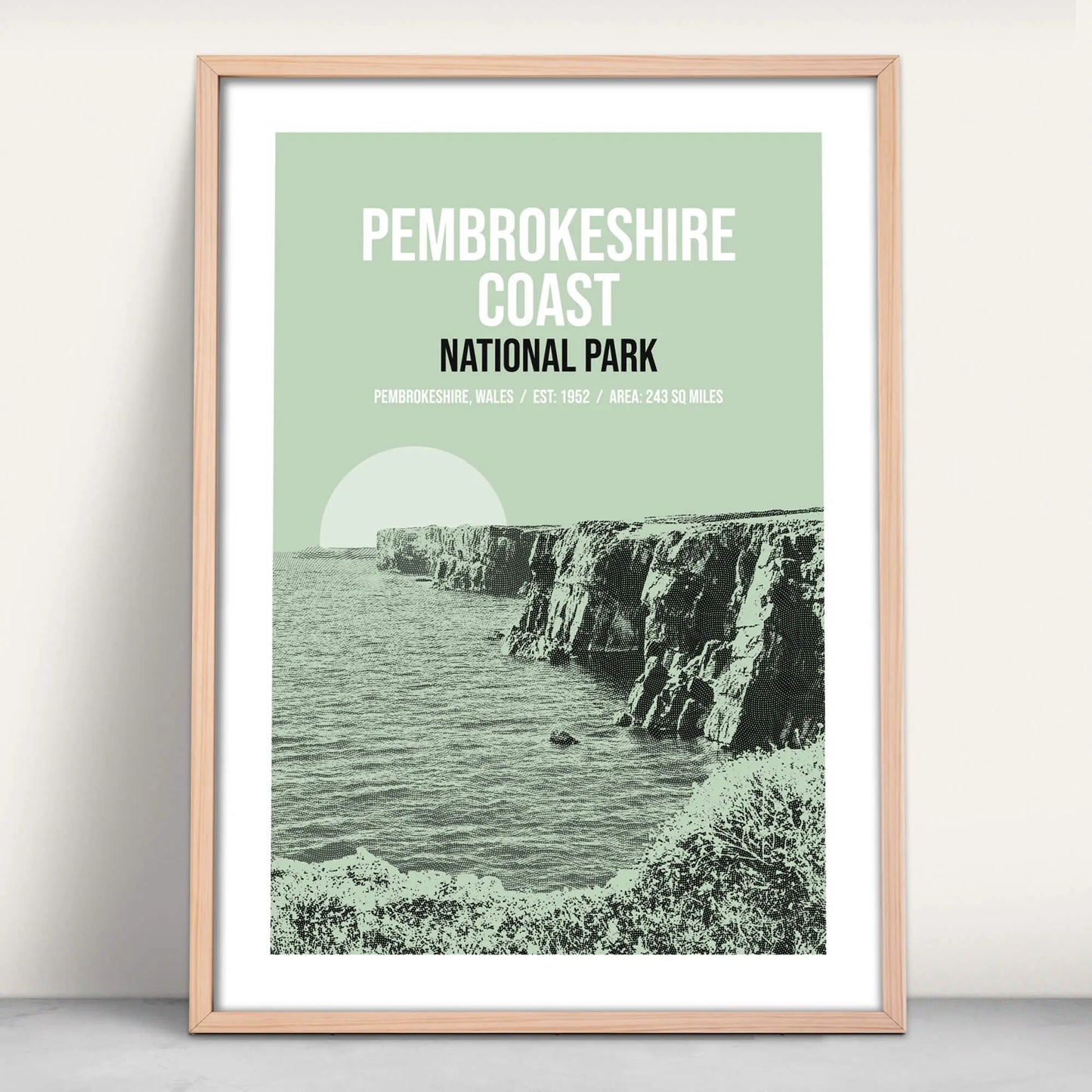 Pembrokeshire Coast National Park art print in green from Purest Green Prints