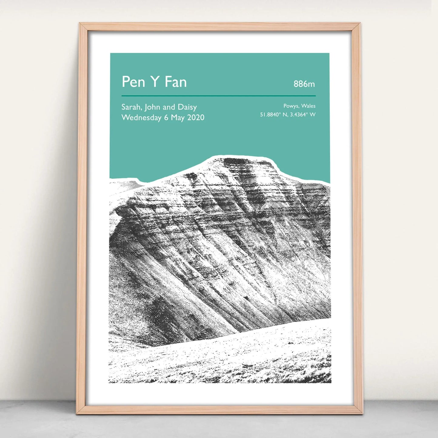 Pen Y Fan, Wales Personalised Art Print in green from Purest Green Prints