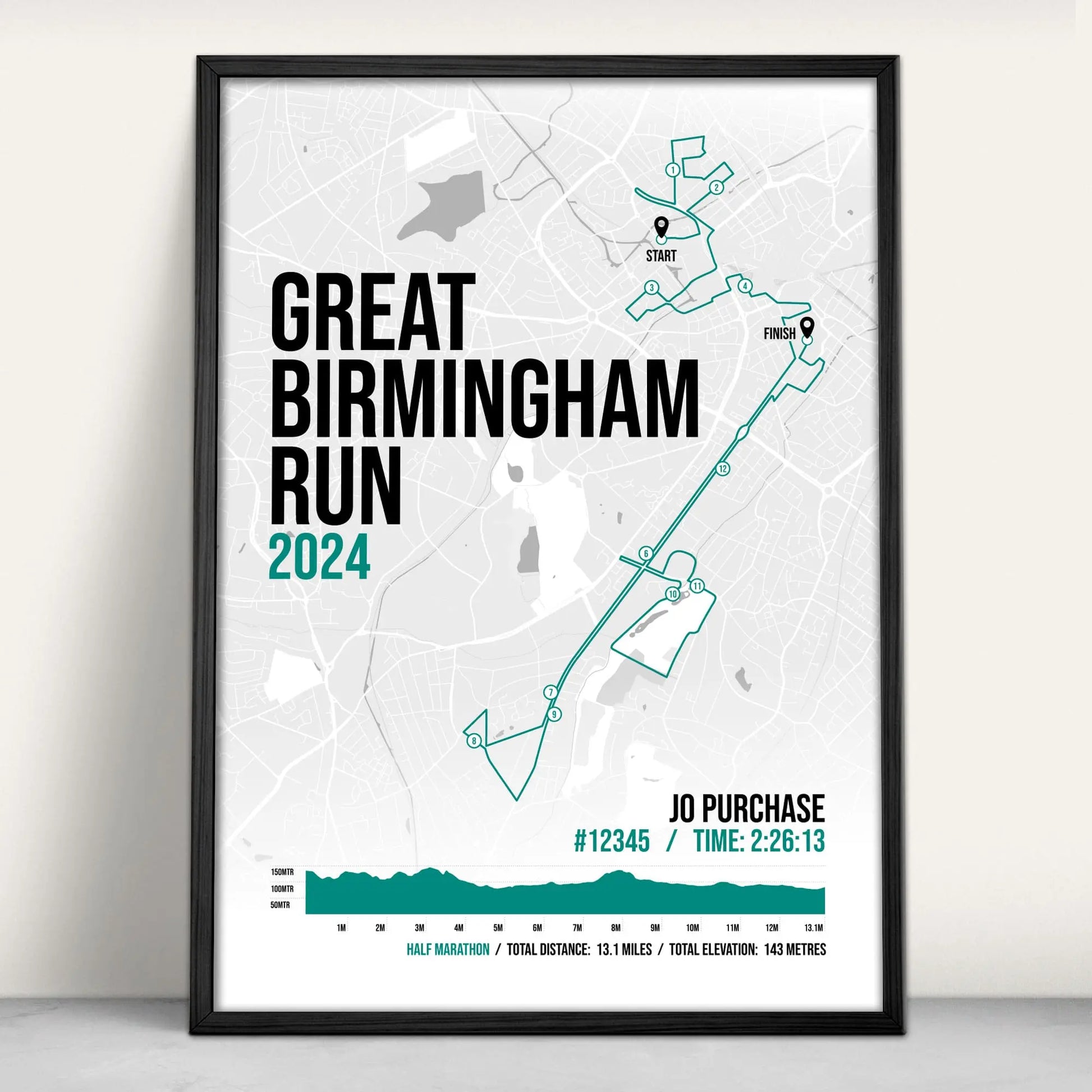 Great Birmingham Run Half Marathon Art Print in green from Purest Green Prints.