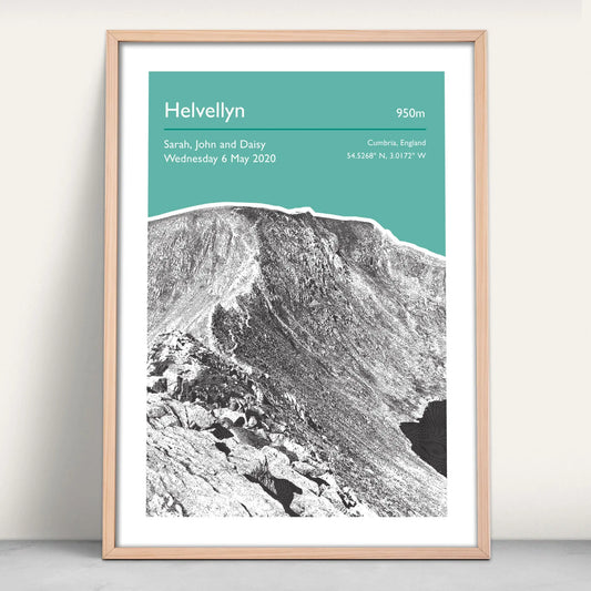 Helvellyn, England Personalised Art Print in green from Purest Green Prints