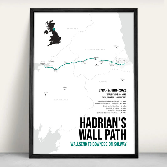 Hadrian's Wall Path National trail Print in teal from Purest Green Prints.