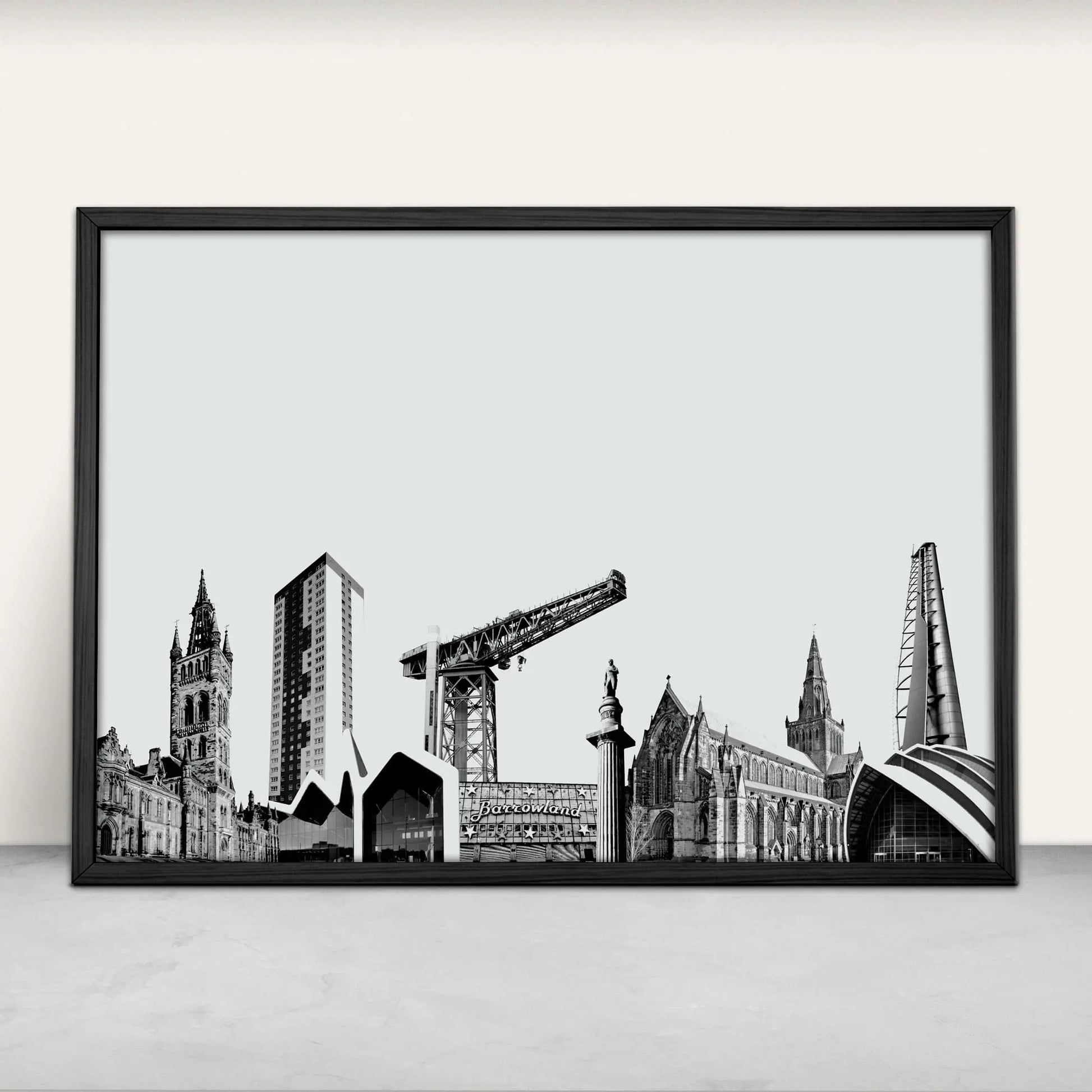 Glasgow, Scotland Architecture personalised Art Print in grey from Purest Green Prints.