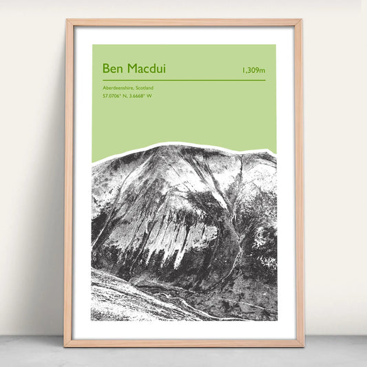 Ben Macdui, Scotland Personalised Art Print in light green from Purest Green Prints