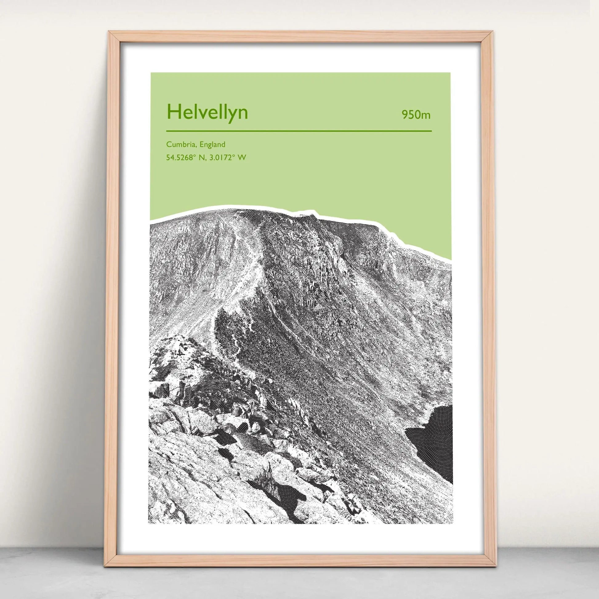 Helvellyn, England Personalised Art Print in light green from Purest Green Prints