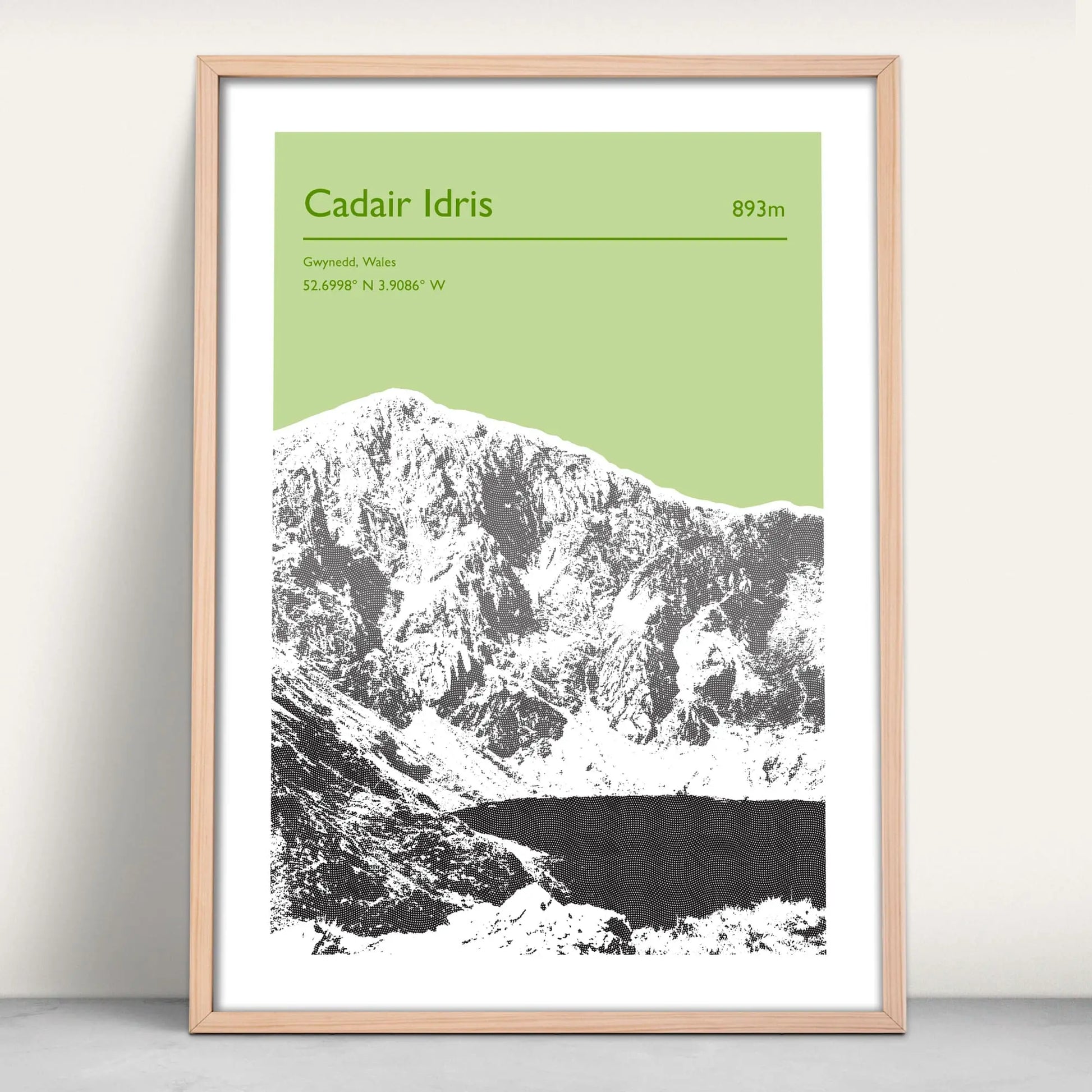 Cadair Idris, Wales Personalised Art Print in light green from Purest Green Prints