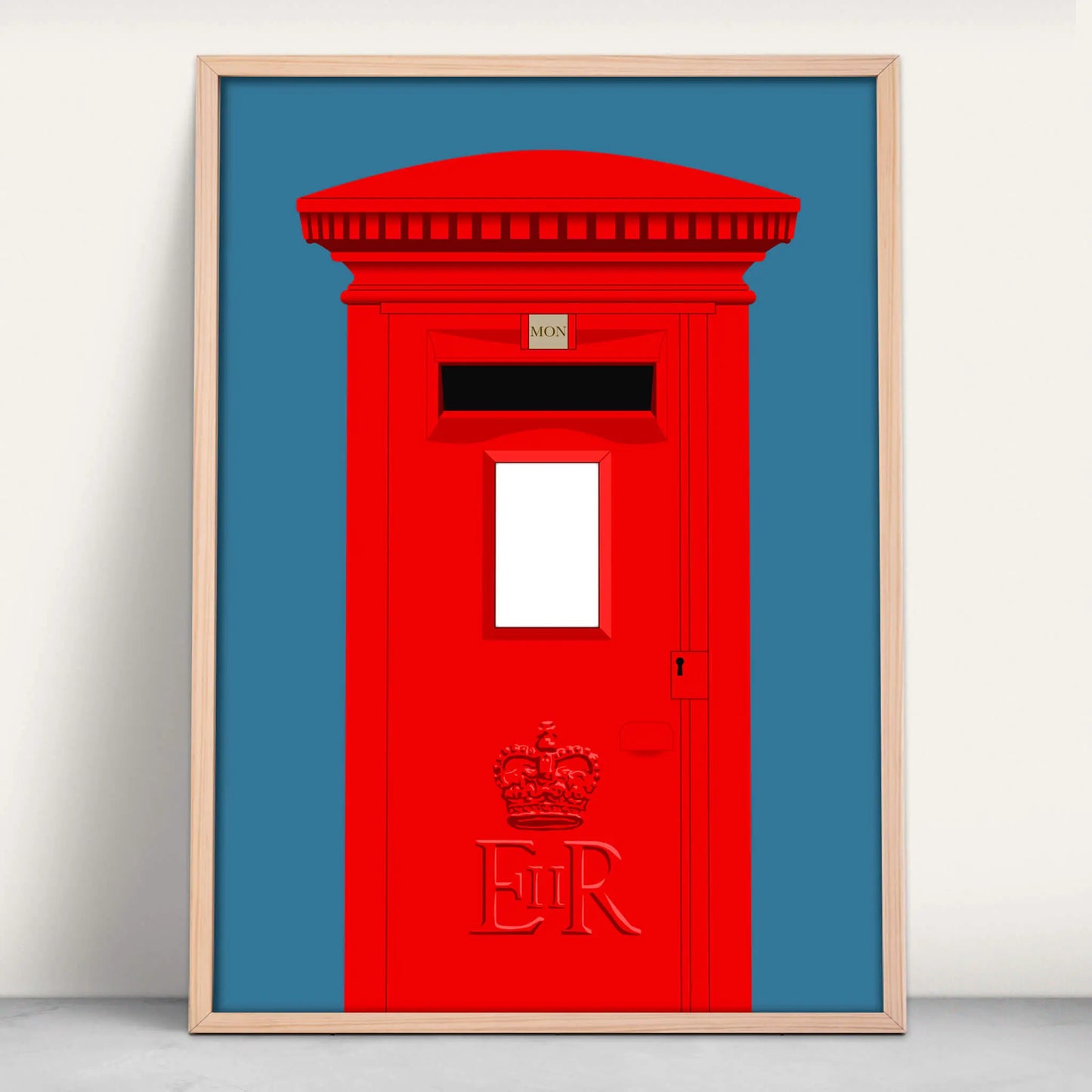 UK post Box Art Print in red and blue from Purest Green Prints