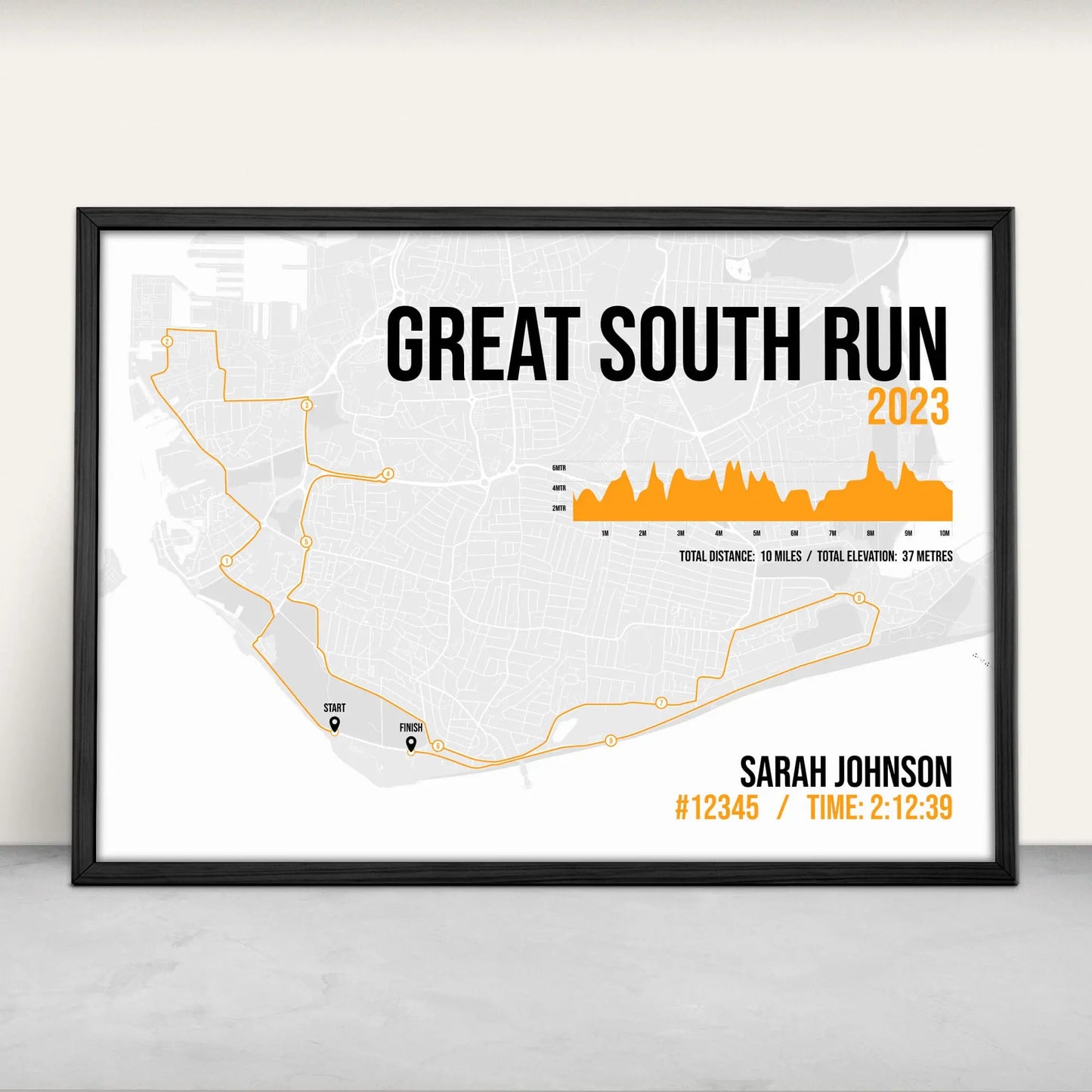 Great South Run Art Print in orange from Purest Green Prints