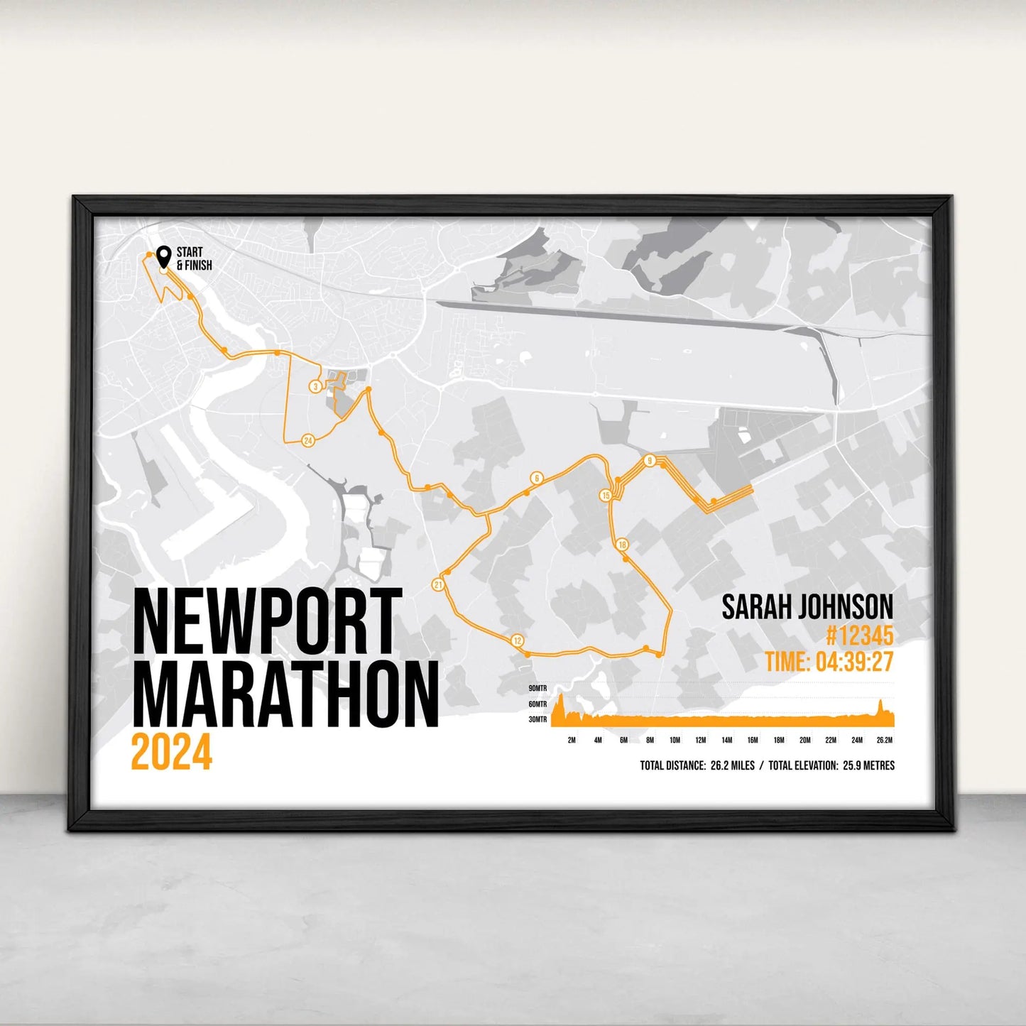 Newport Marathon Art Print in orange from Purest Green Prints