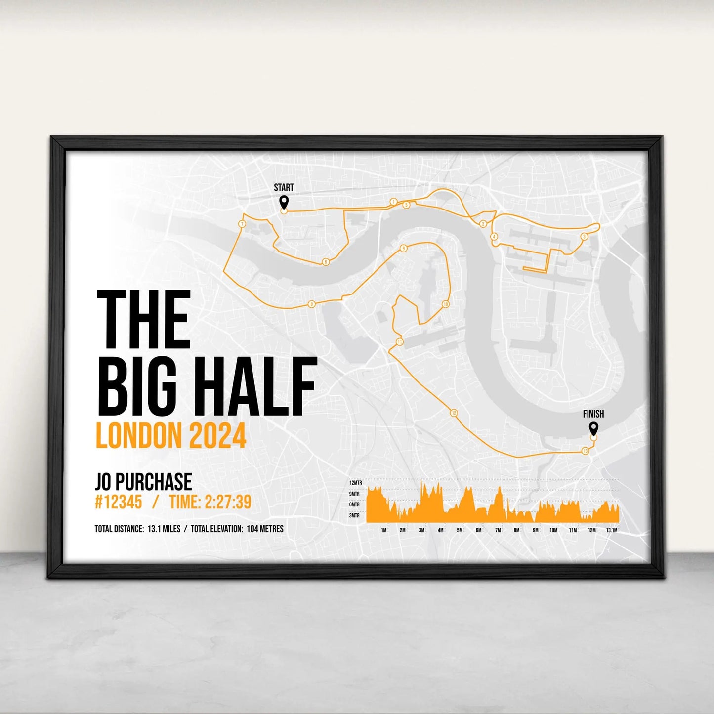 The Big Half London Half Marathon Art Print in orange from Purest Green Prints.