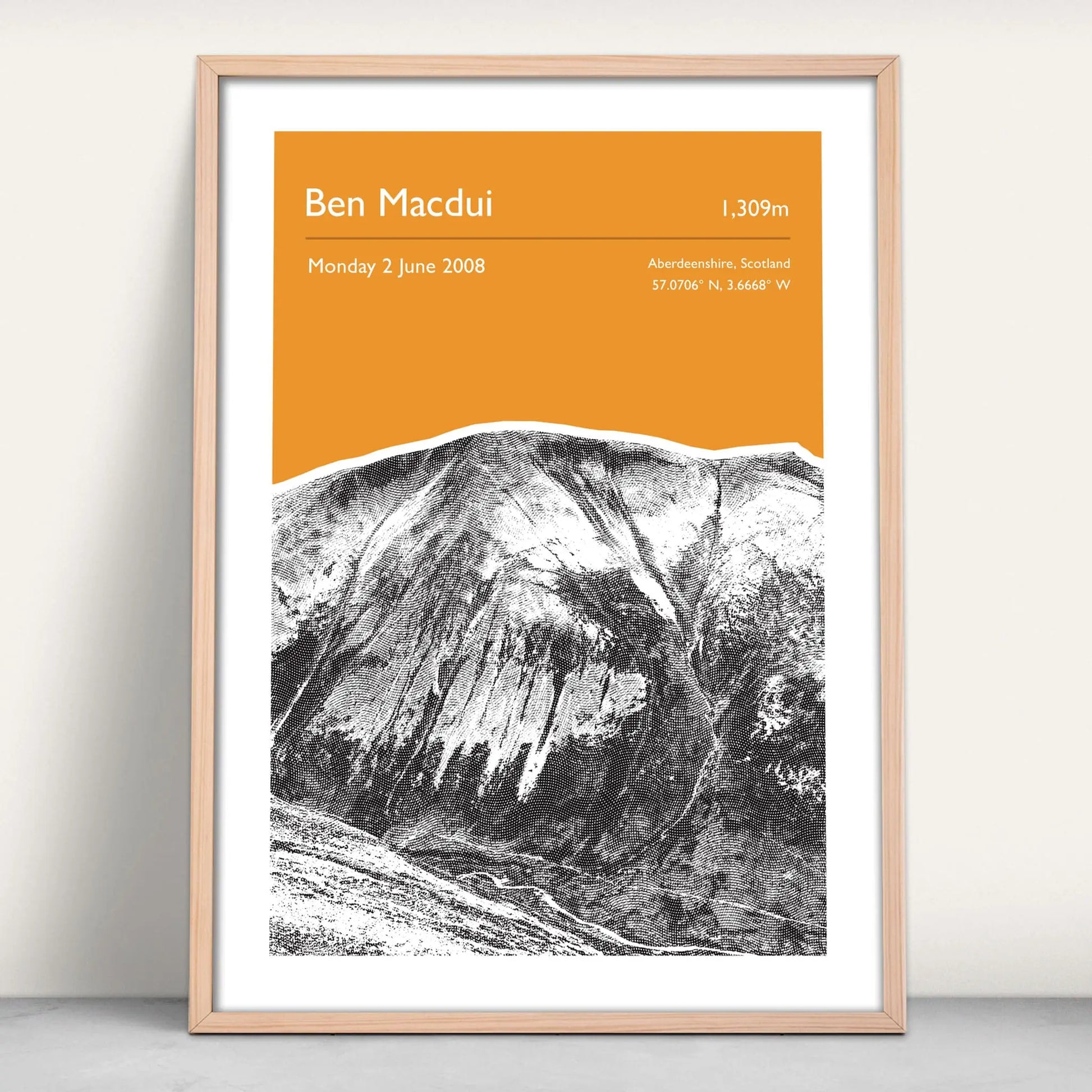 Ben Macdui, Scotland Personalised Art Print in orange from Purest Green Prints