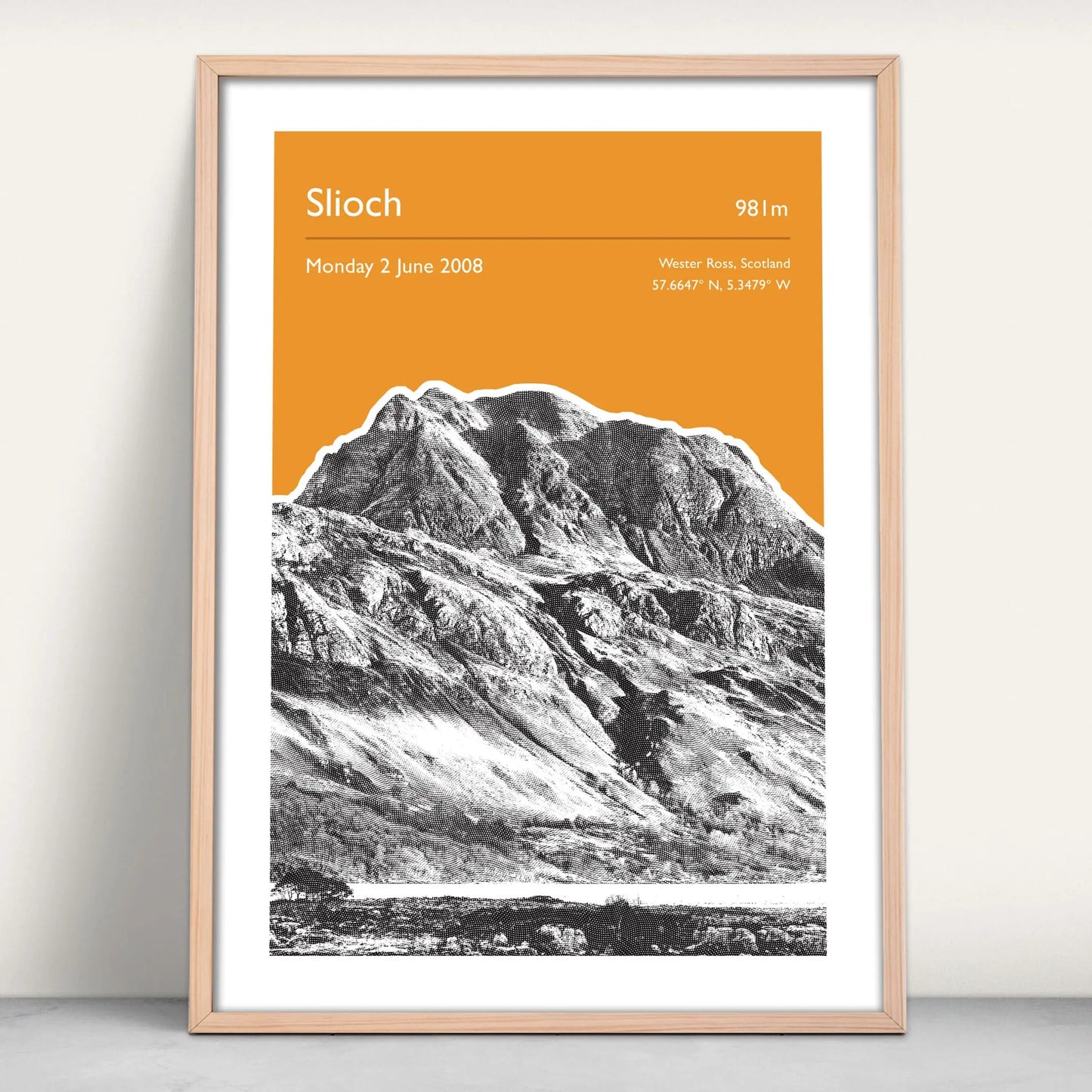 Slioch, Scotland Personalised Art Print in orange from Purest Green Prints