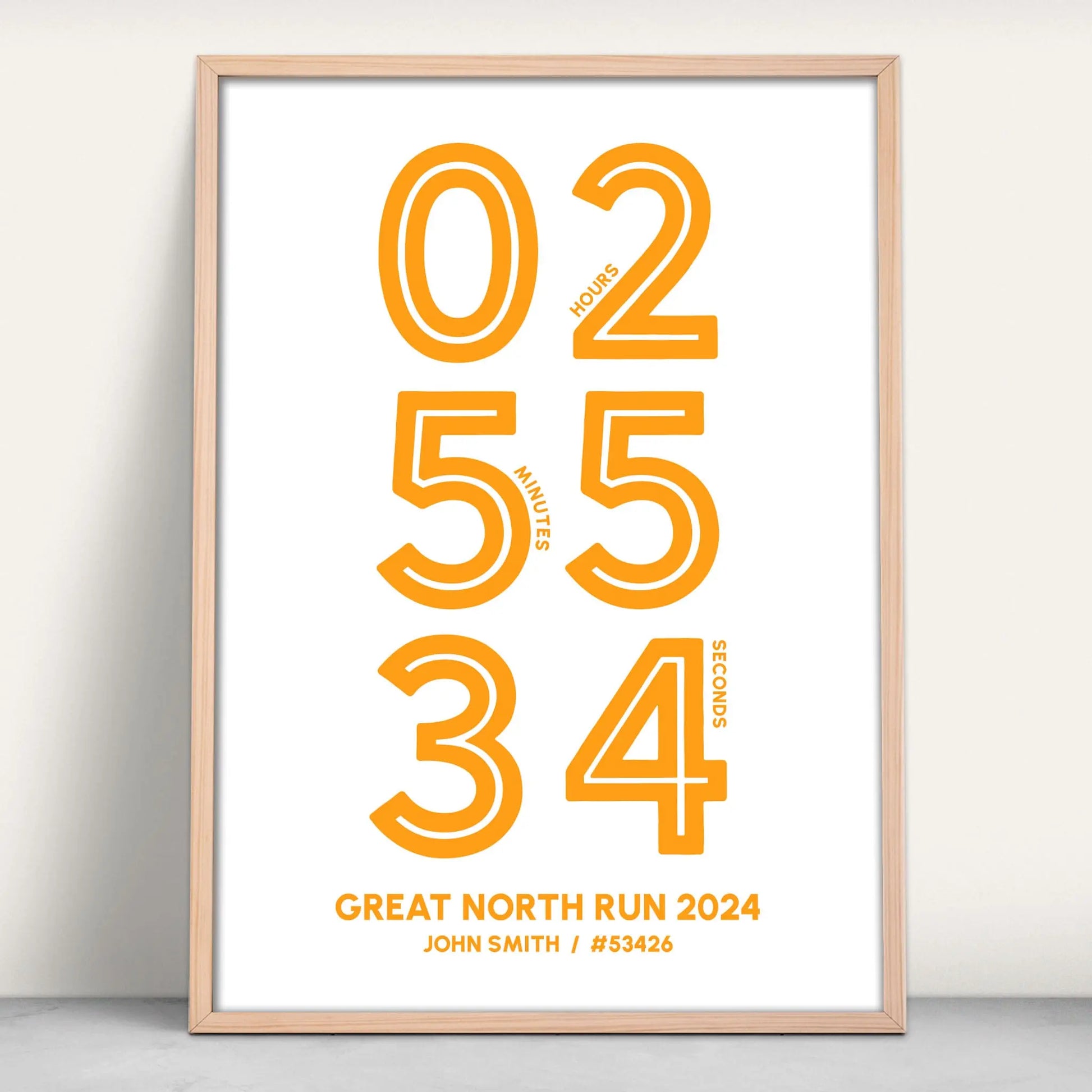 Half and Full Marathon Art Print in orange from Purest Green Prints.