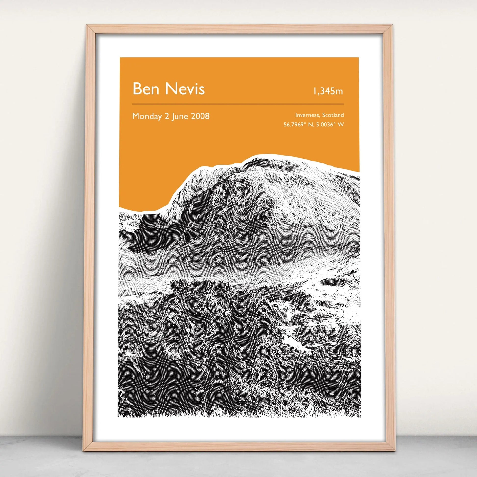 Ben Nevis, Scotland Personalised Art Print in orange from Purest Green Prints