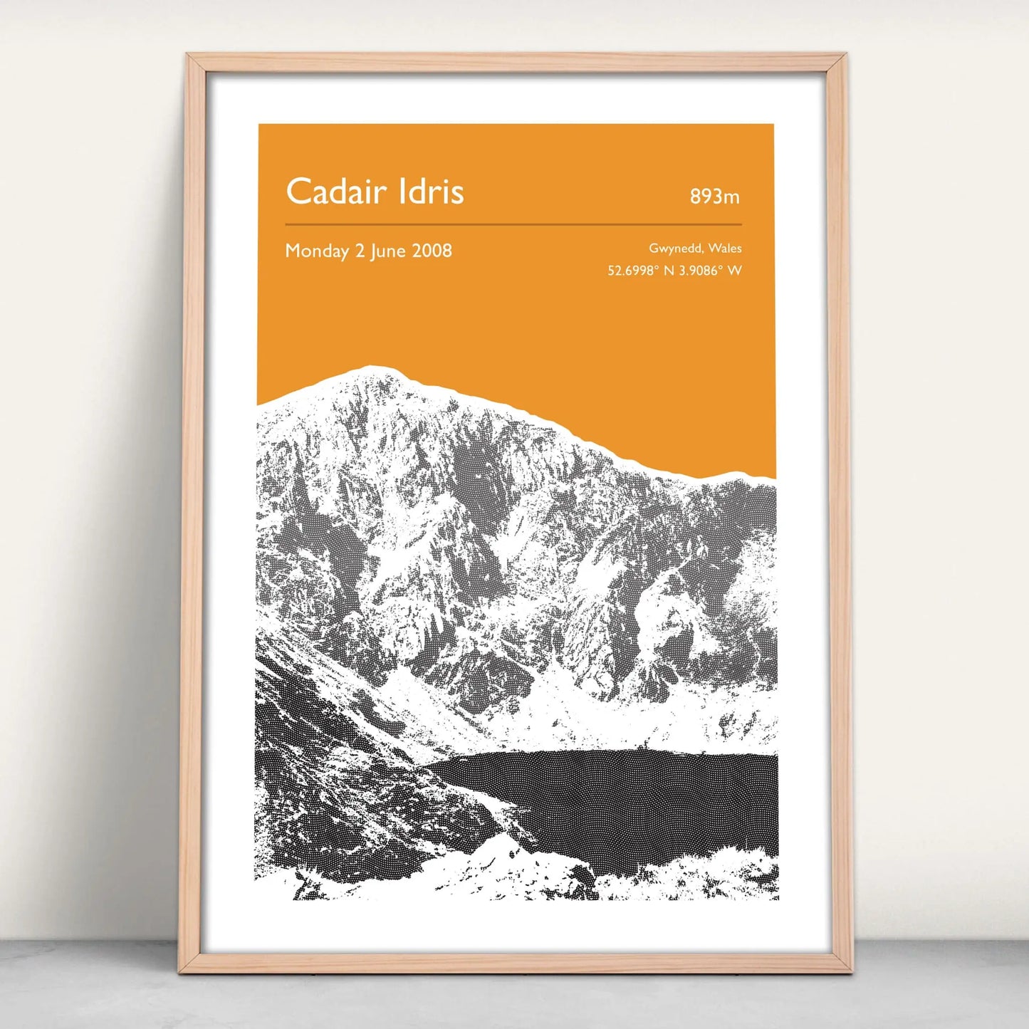 Cadair Idris, Wales Personalised Art Print in orange from Purest Green Prints