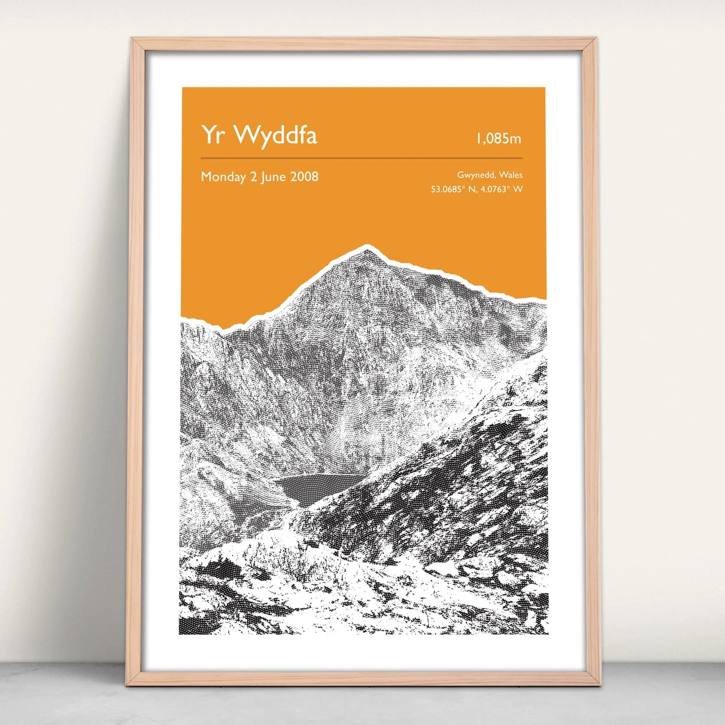 Snowdon / Yr Wyddfa, Wales Personalised Art Print in Orange from Purest Green Prints