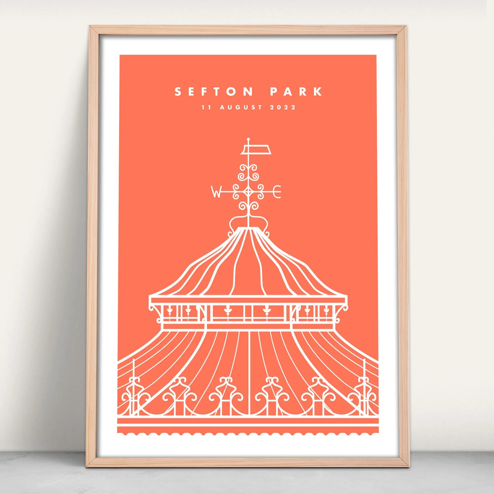 Sefton Park Bandstand, Liverpool fine art print in orange from Purest Green Prints