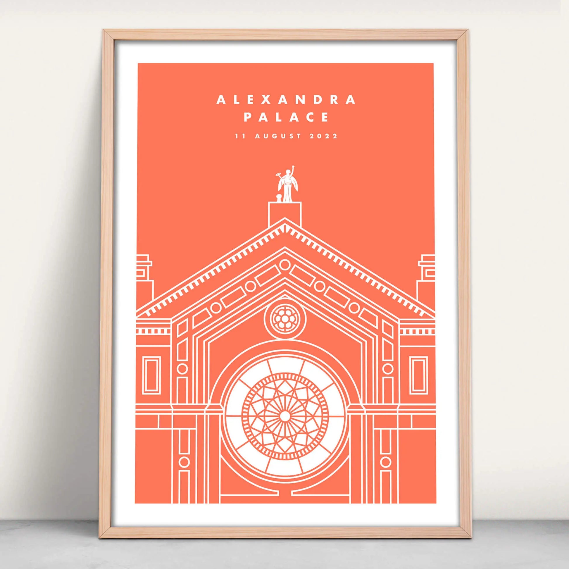 Alexandra Palace Front illustration fine art print in orange from Purest Green Prints