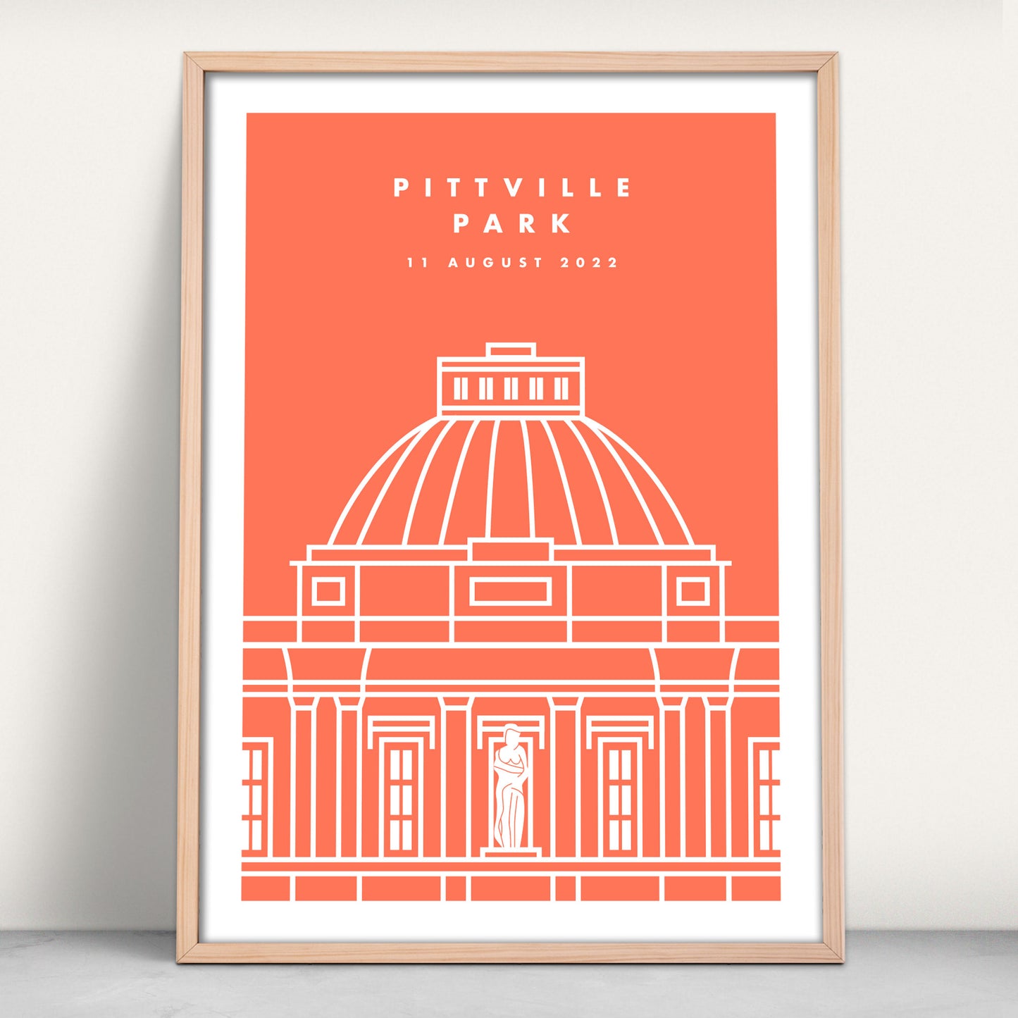 Pittville Pump Room, Cheltenham modern art print in orange from Purest Green Prints