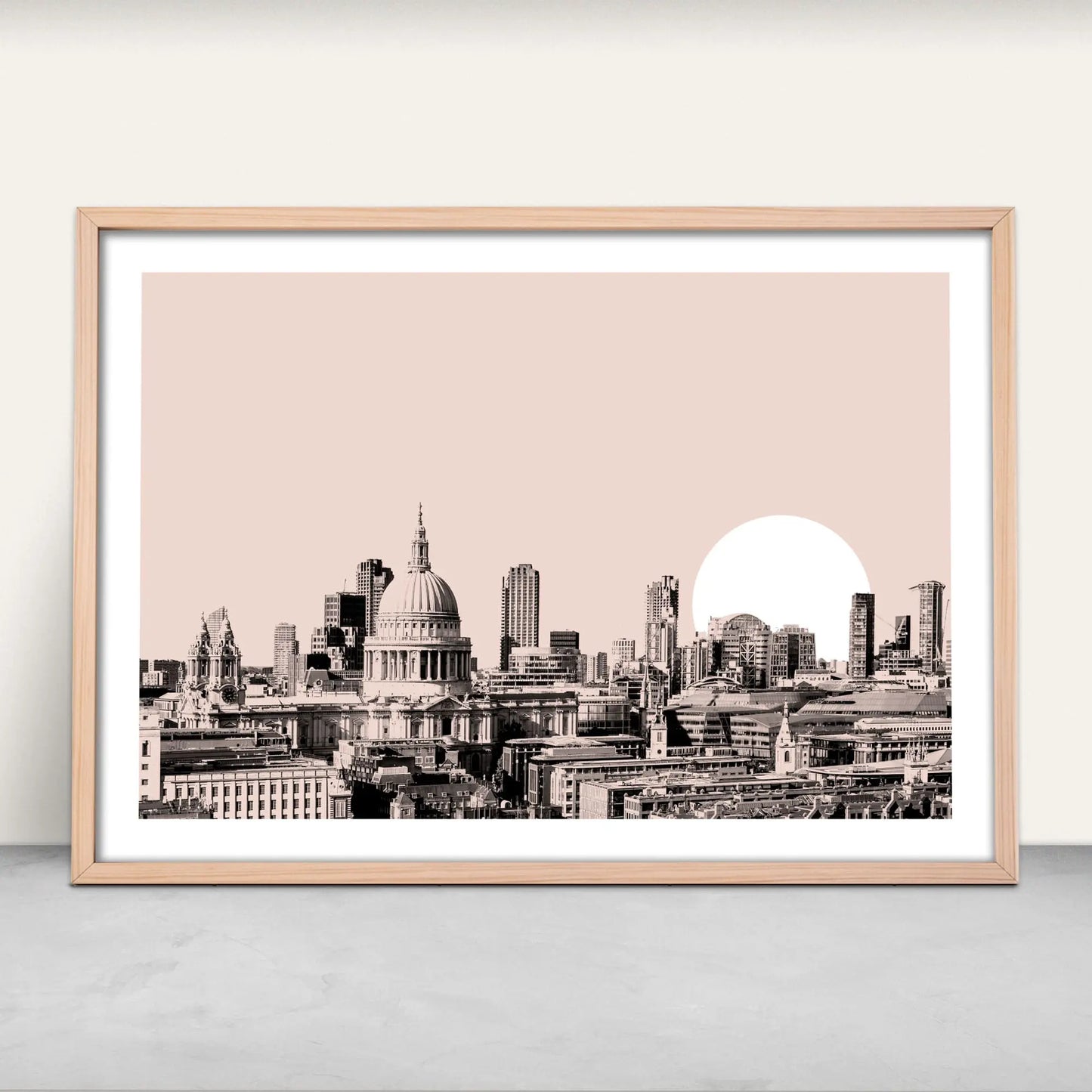 London Skyline personalised art print in pink from Purest Green Prints art print