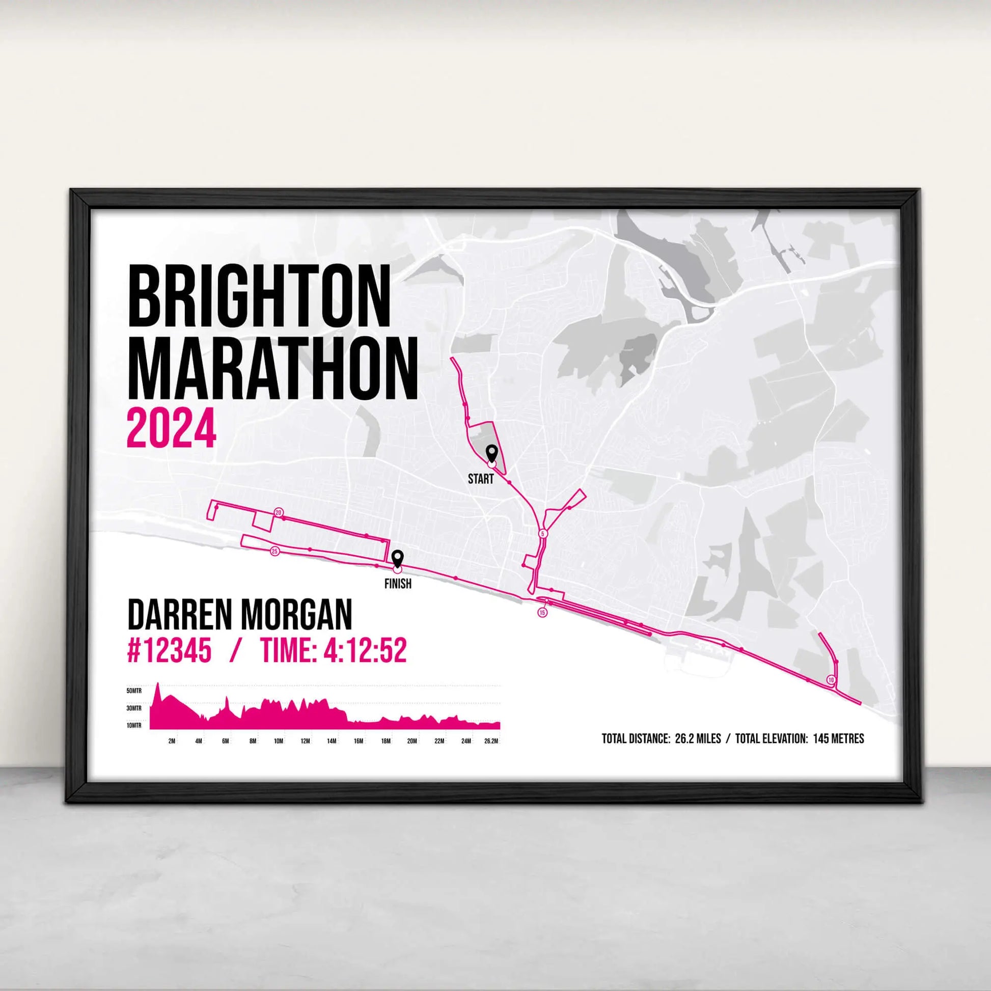 Brighton Marathon Art Print in pink from Purest Green Prints