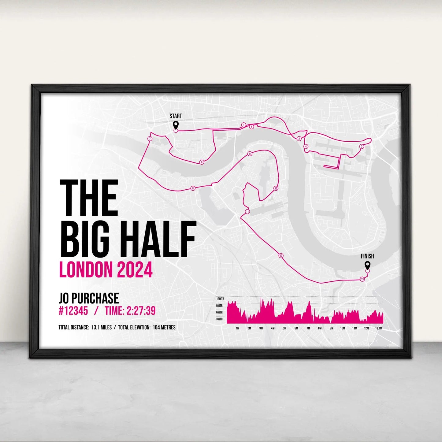 The Big Half London Half Marathon Art Print in pink from Purest Green Prints.