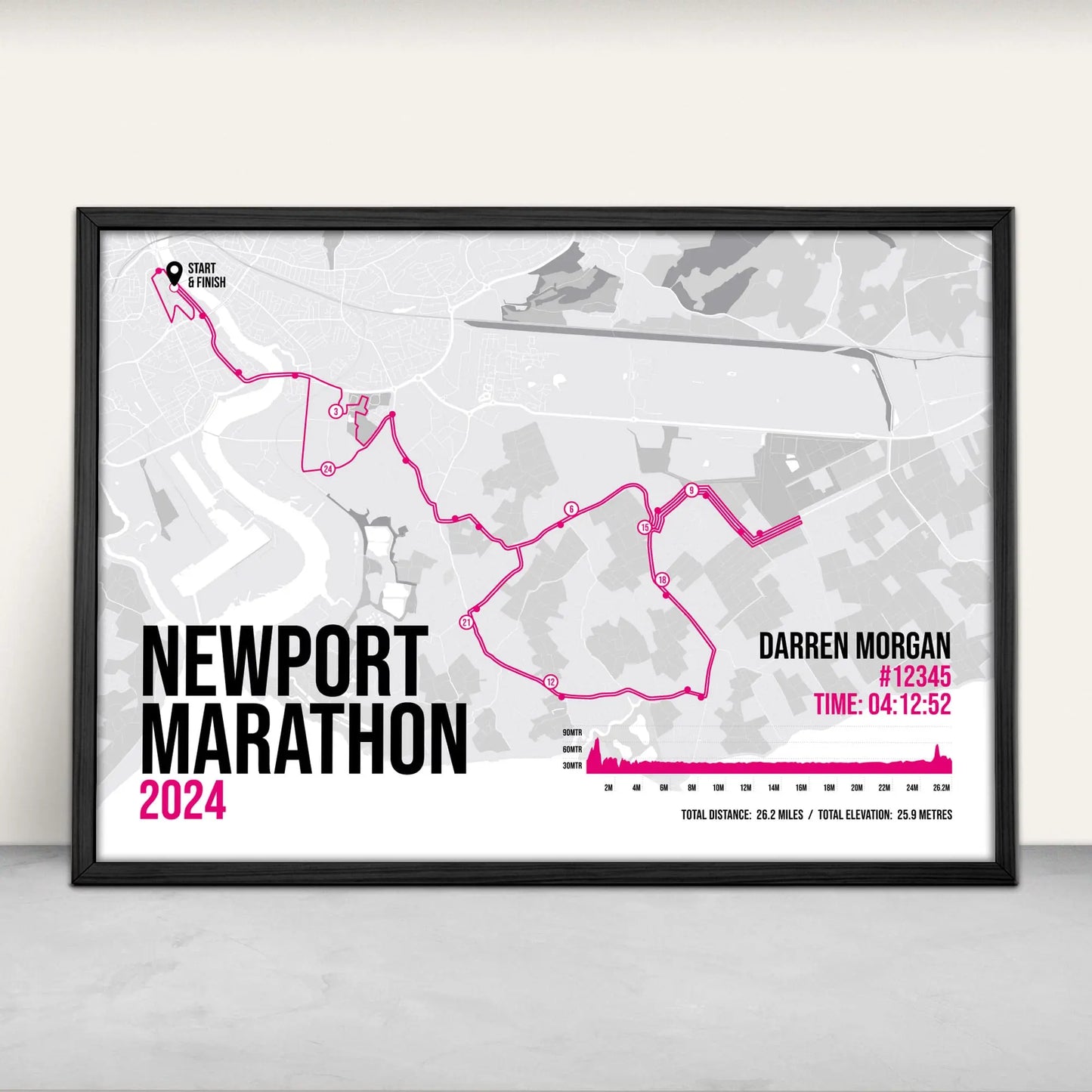 Newport Marathon Art Print in pink from Purest Green Prints