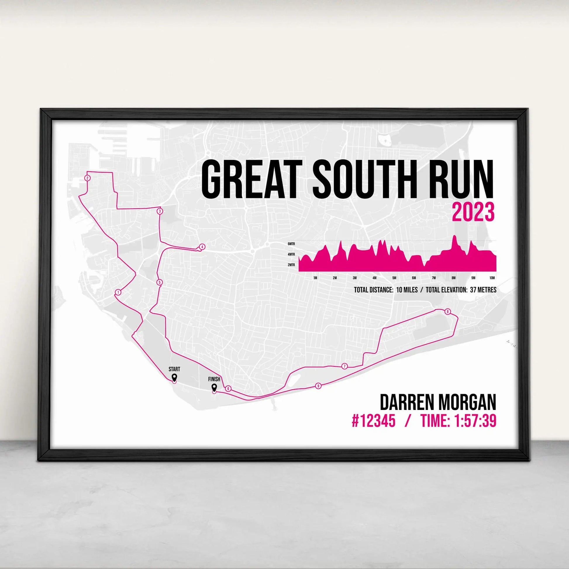 Great South Run Art Print in pink from Purest Green Prints