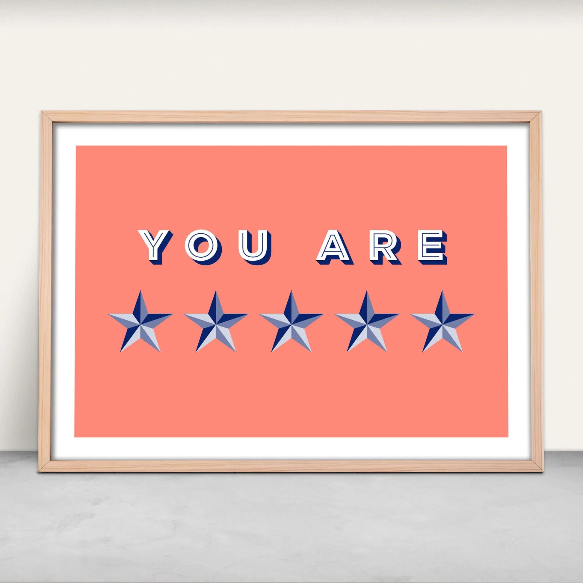 You are five stars art print in pink and blue from Purest Green Prints