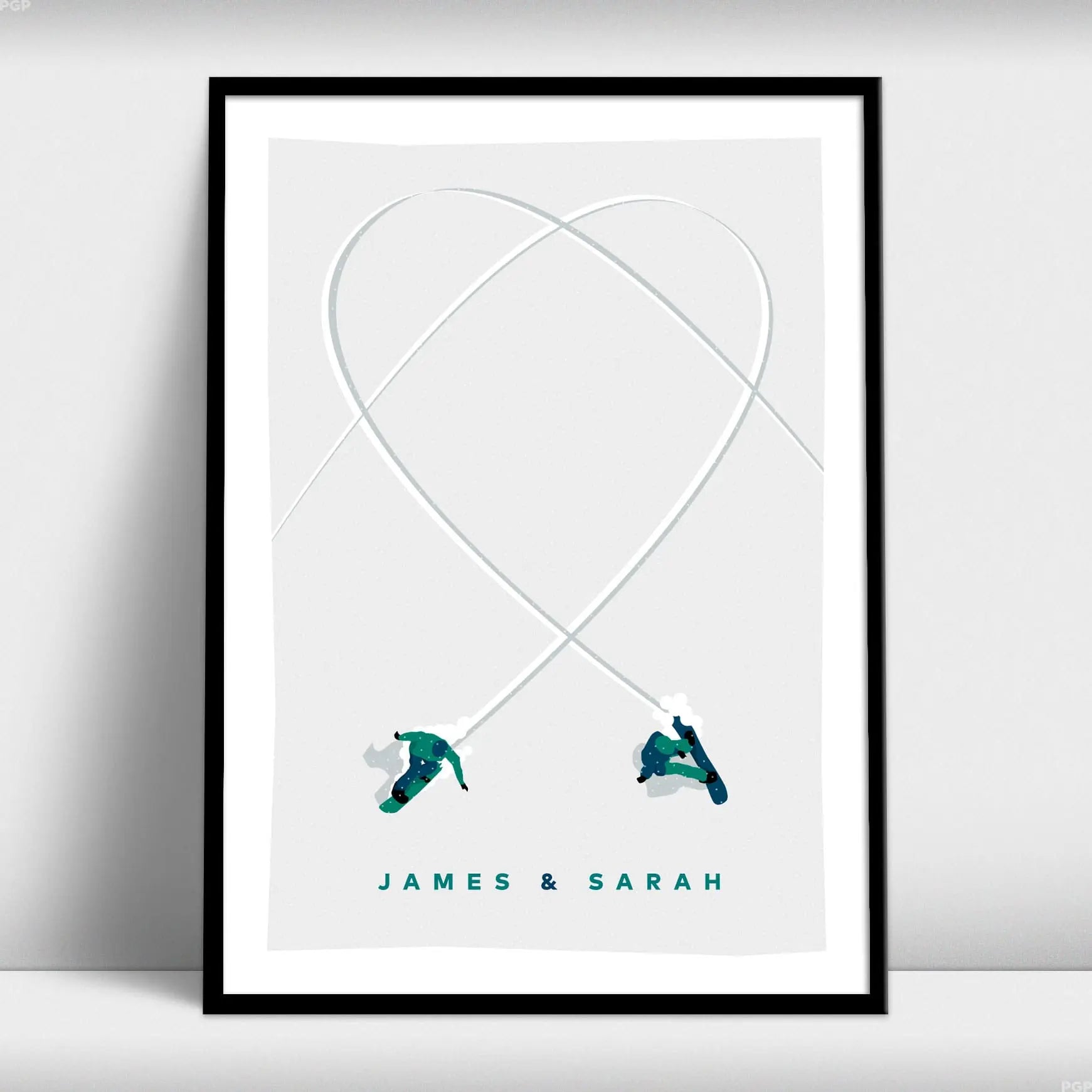 Personalised Love Walking Heart Art Print from Purest Green Prints