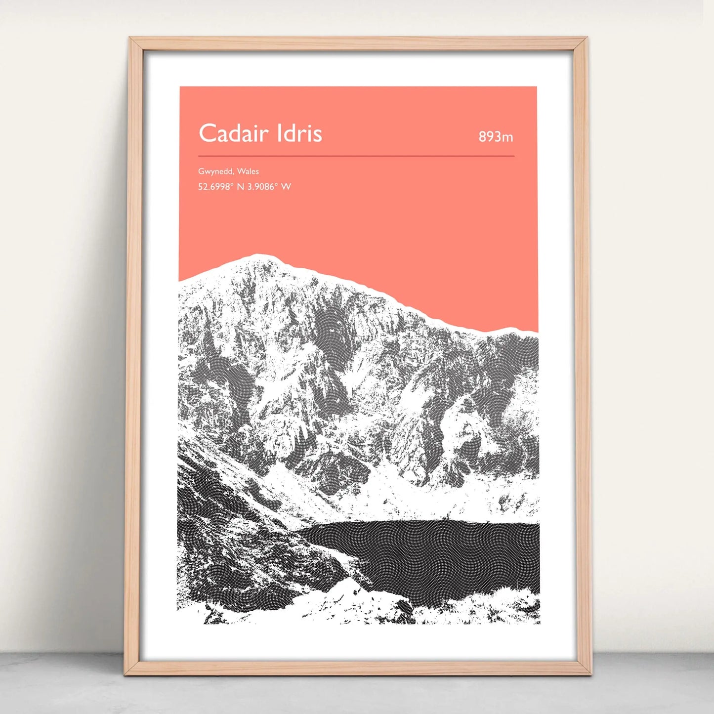 Cadair Idris, Wales Personalised Art Print in pink from Purest Green Prints