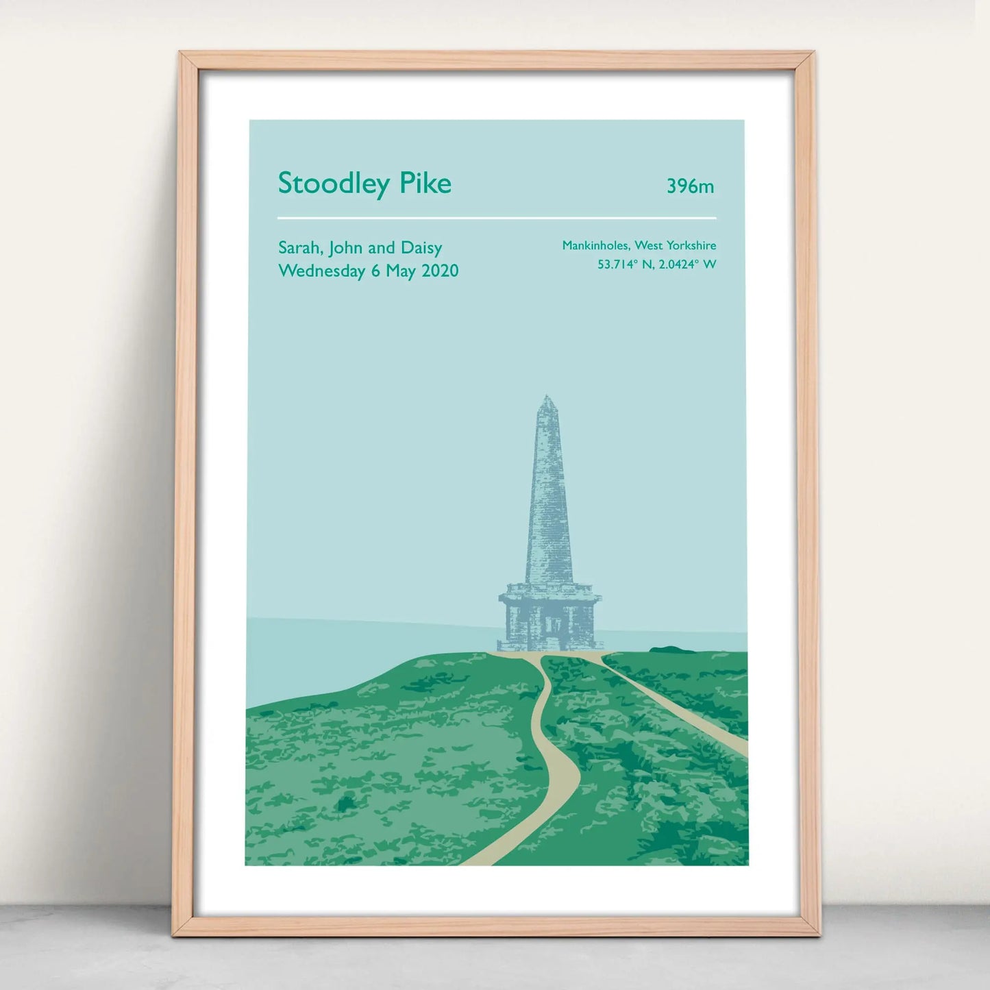 Personalised Stoodley Pike, South Pennines art print from Purest Green Prints