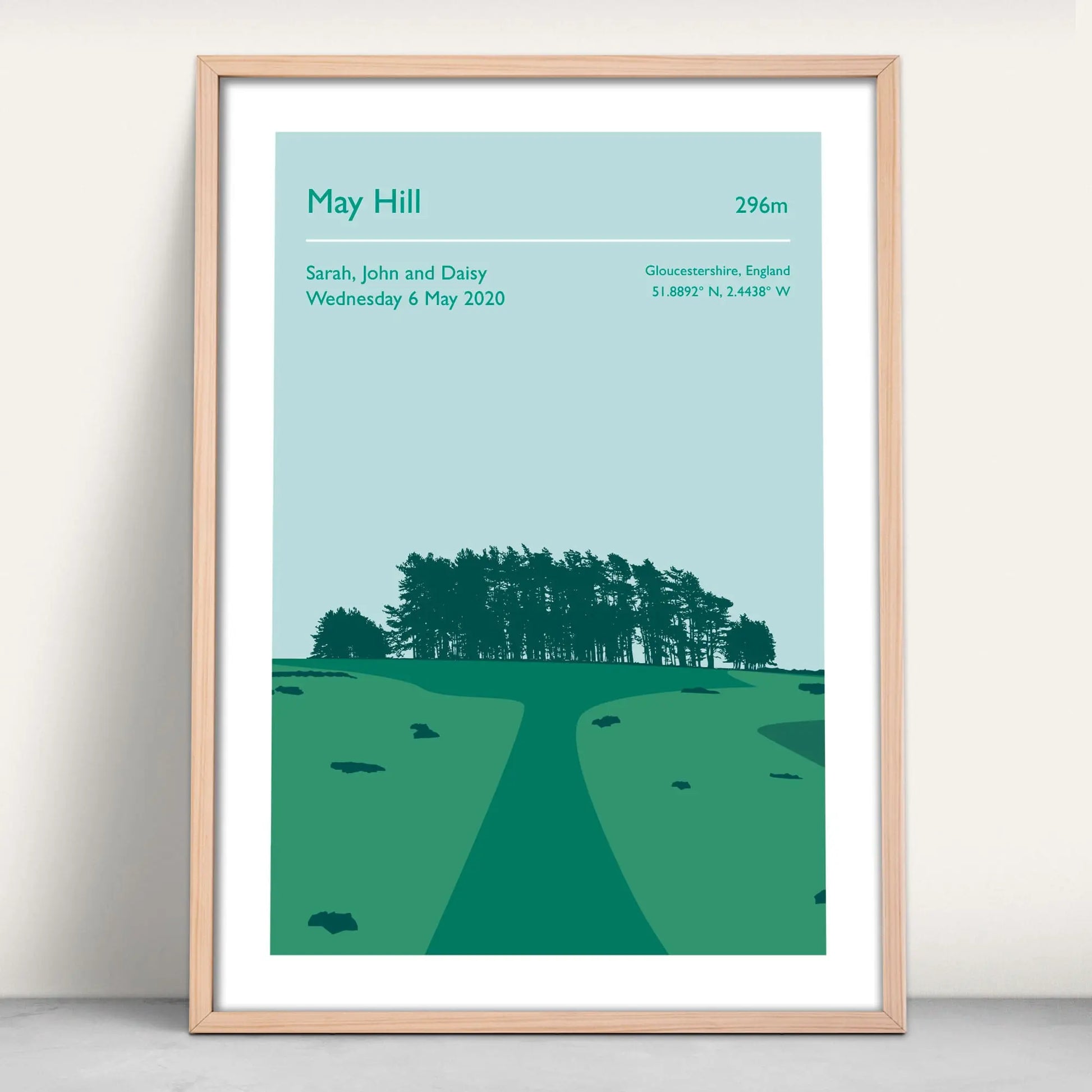 Personalised May Hill, Gloucester art print from Purest Green Prints