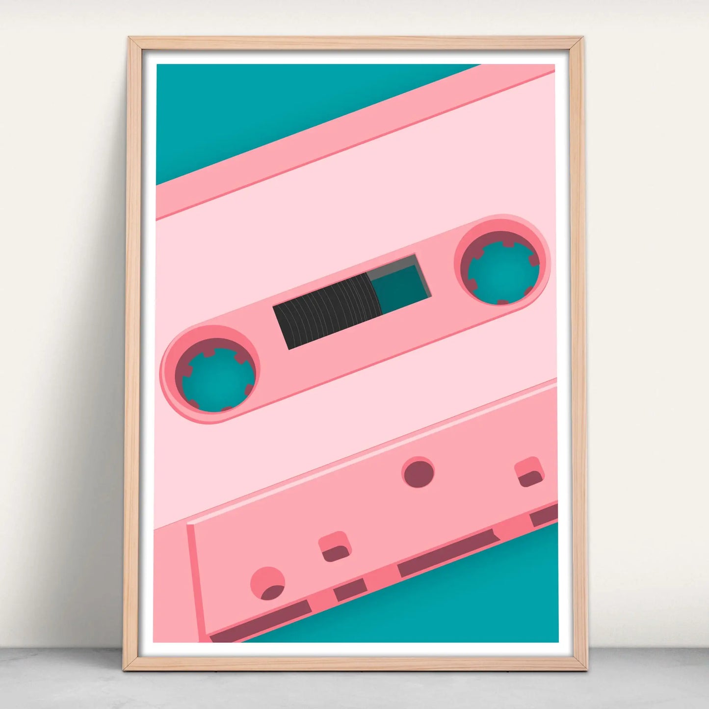 Personalised Cassette Tape Music Art Print in prink and green from Purest Green Prints