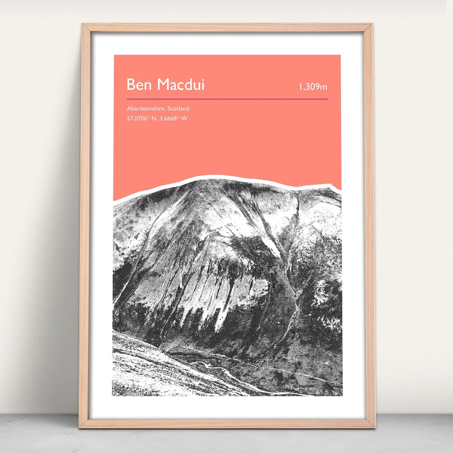 Ben Macdui, Scotland Personalised Art Print in pink from Purest Green Prints