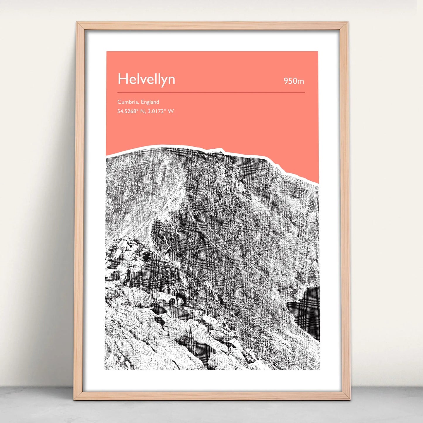 Helvellyn, England Personalised Art Print in pink from Purest Green Prints