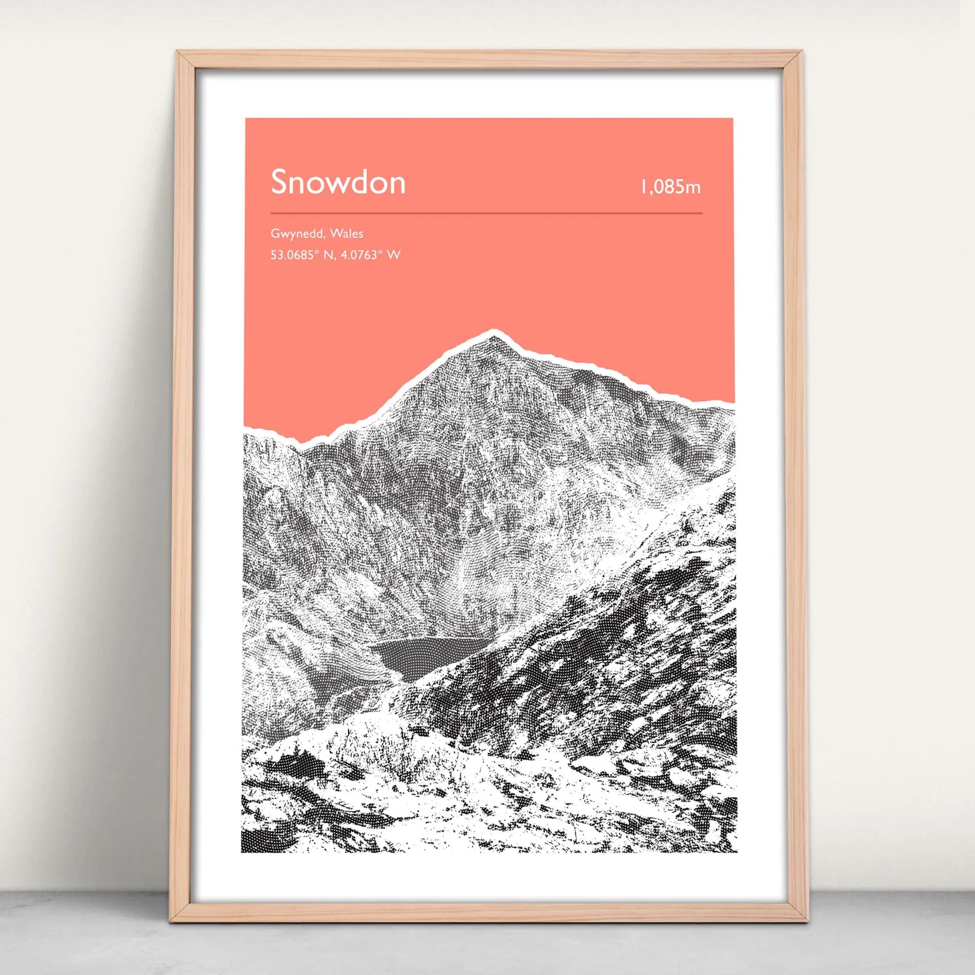 Snowdon / Yr Wyddfa, Wales Personalised Art Print in pink from Purest Green Prints