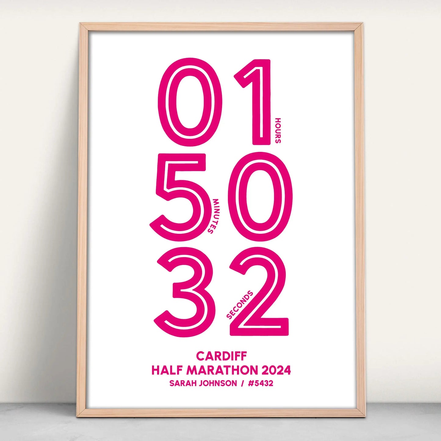 Half and Full Marathon Art Print in pink from Purest Green Prints.