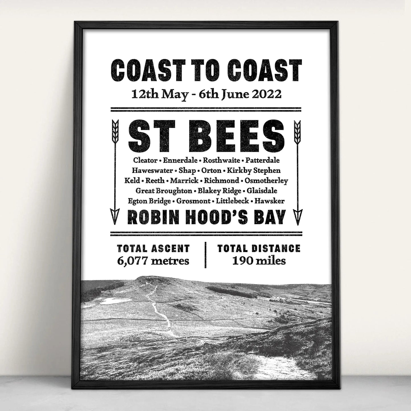 Coast to Coast National Trail Typography Personalised Art Print from Purest Green Prints