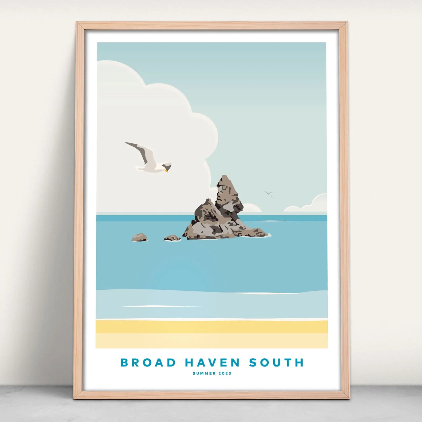 Personalised Broad Haven South Beach, Wales travel poster fine art print from Purest Green Prints