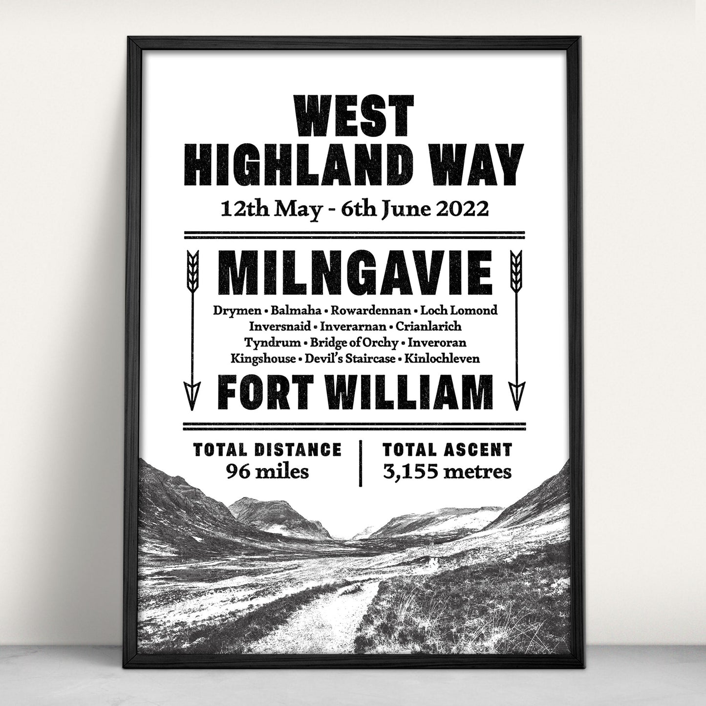 West Highland Way Typographic Personalised Art Print from Purest Green Prints