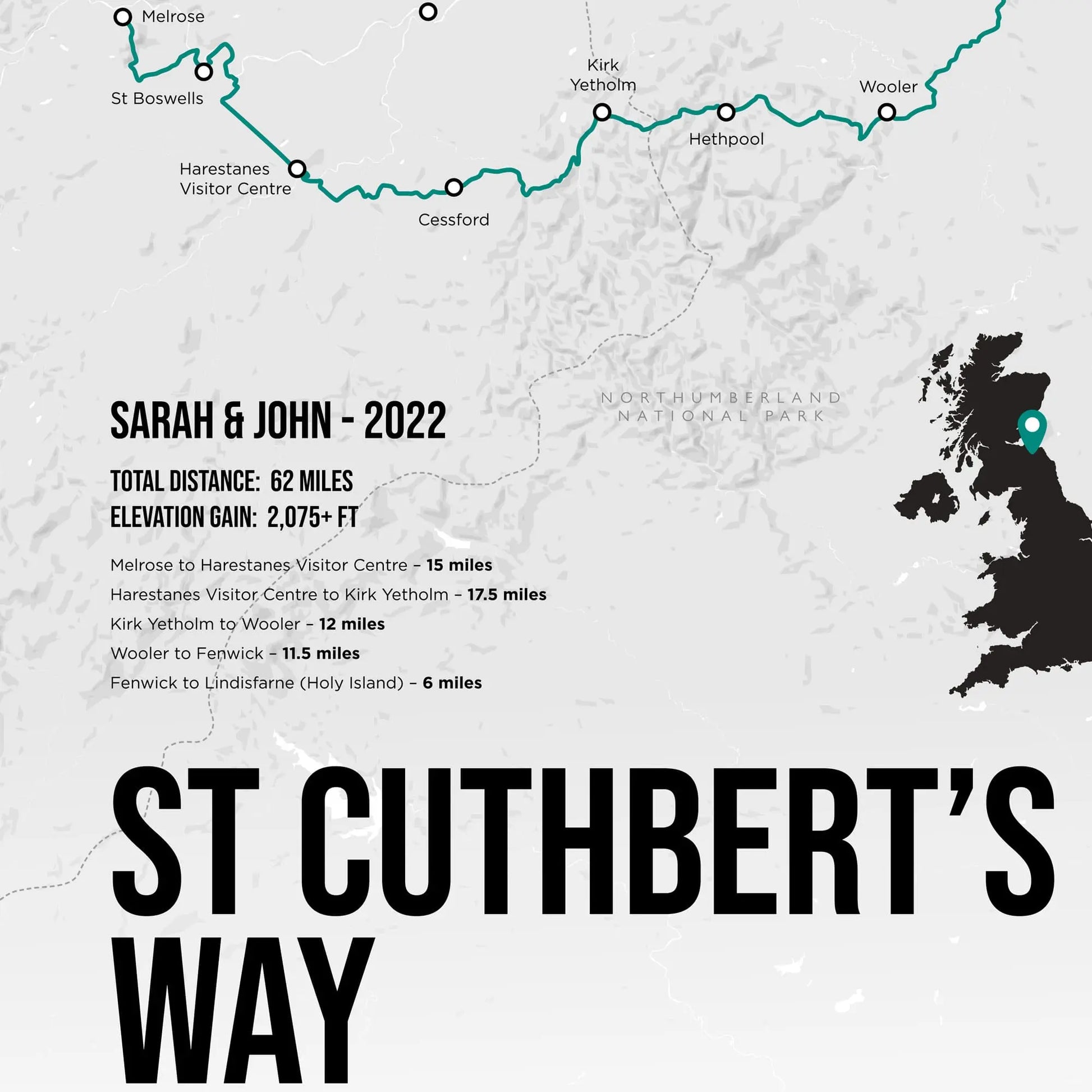 Closeup of print showing personalised detail