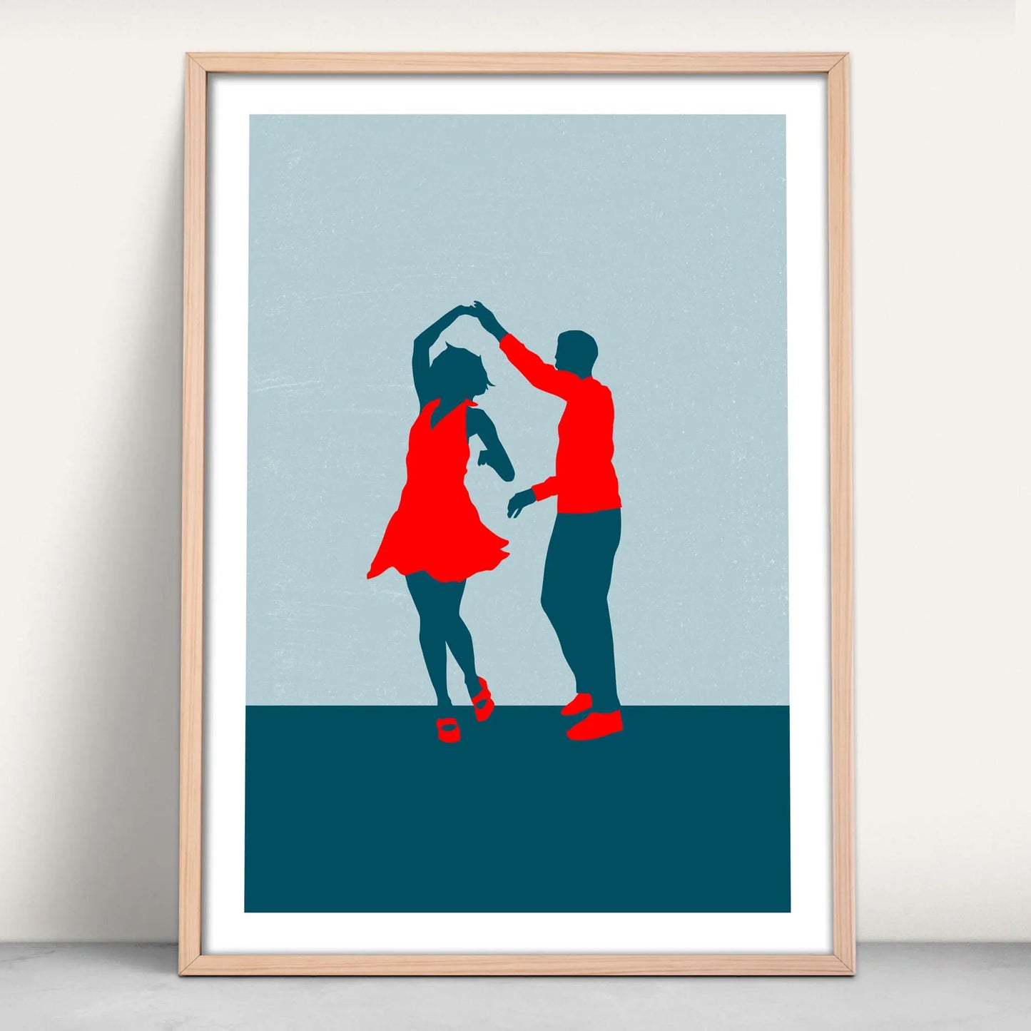 Personalised print of a couple dancing in navy and red from Purest Green Prints.